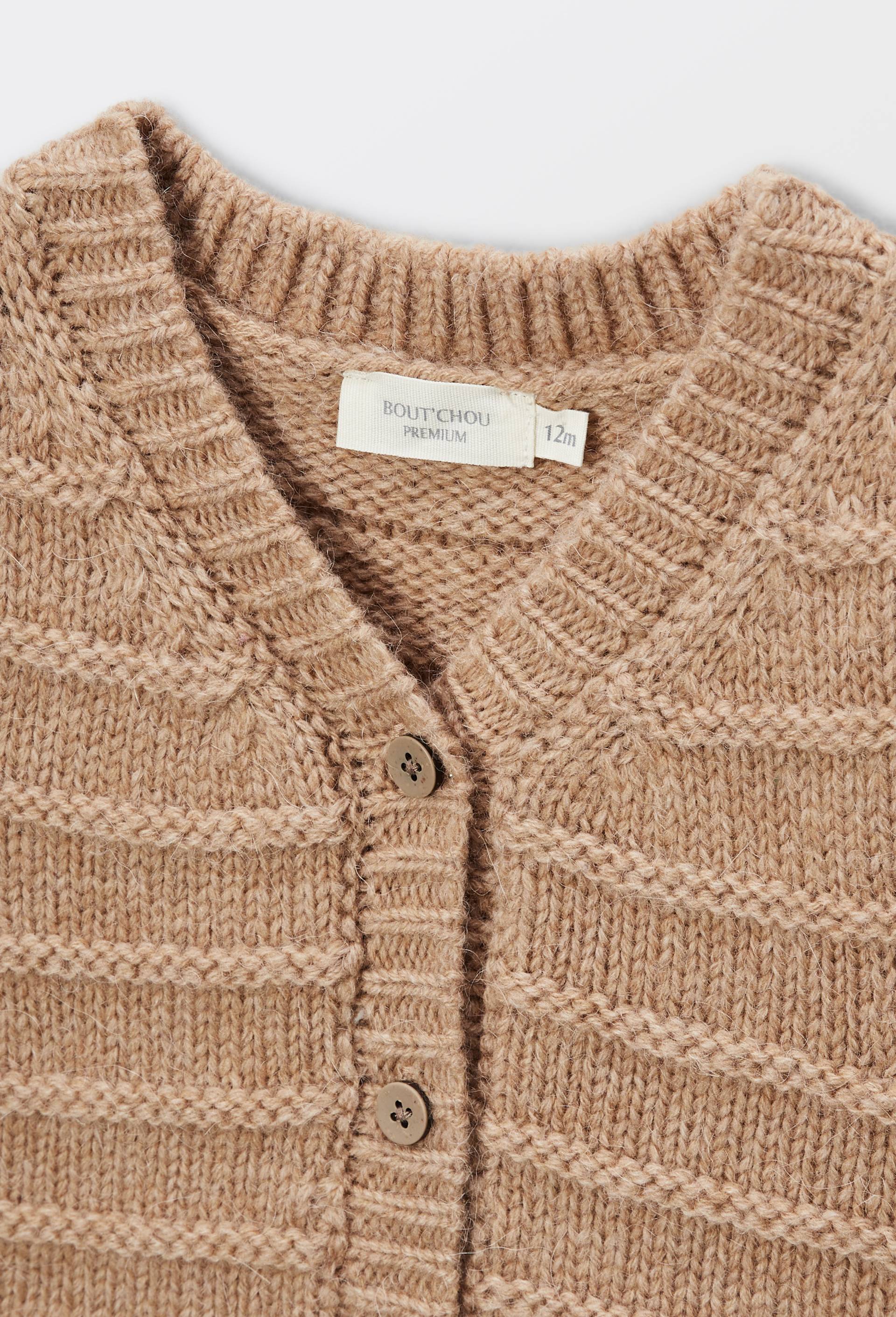 Cardigan tricot sans manches contenant de la laine, Beige, large image number 4