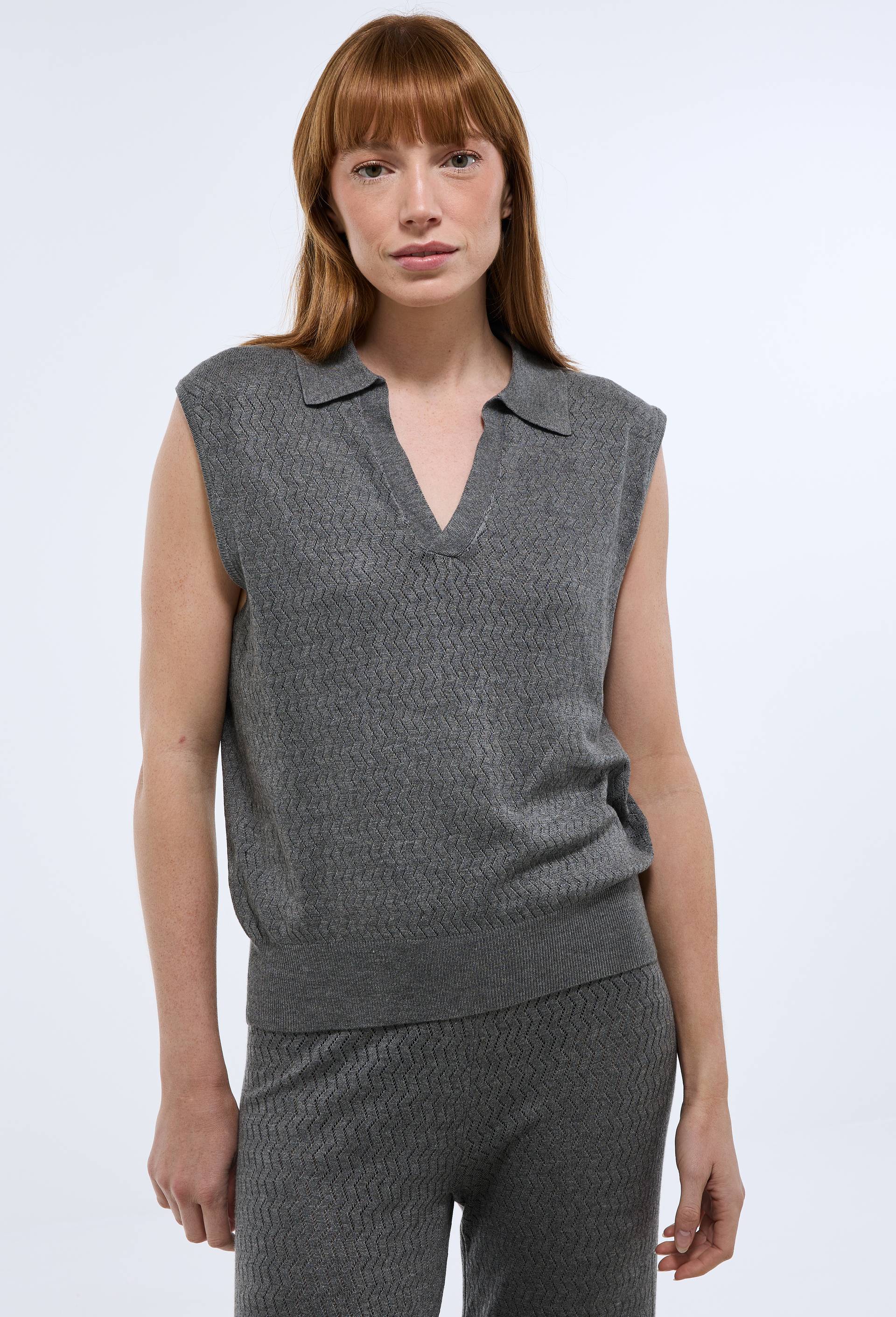 Polo en maille uni, Gris, large image number 1
