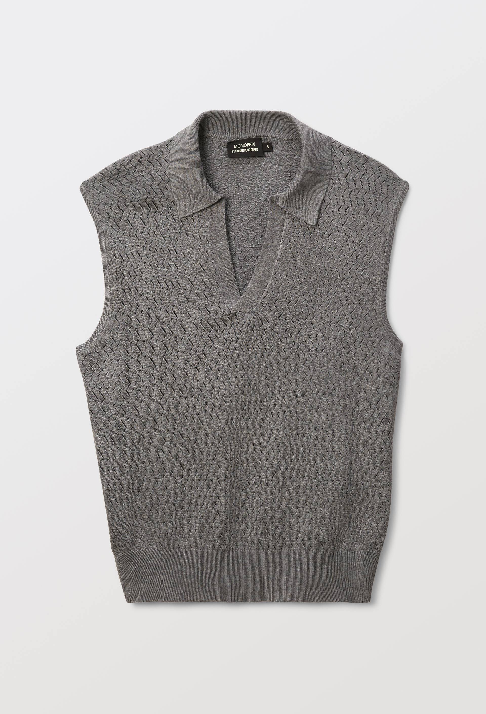 Polo en maille uni, Gris, large image number 3