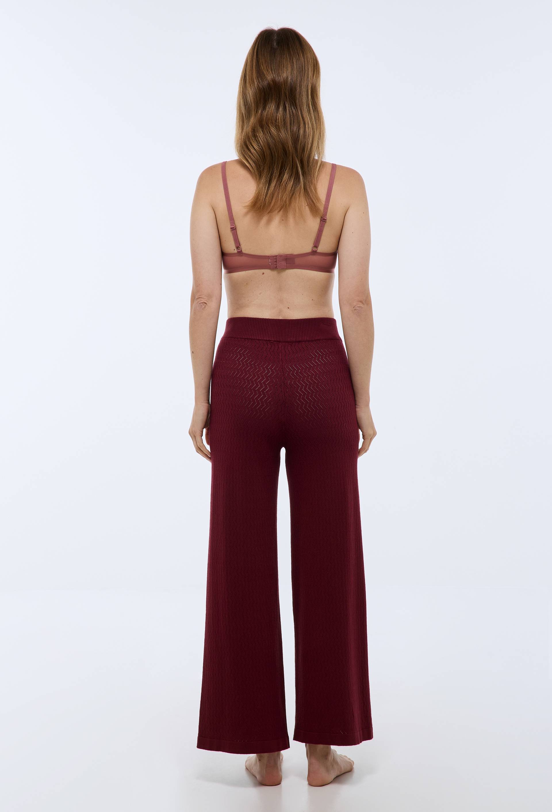 Pantalon en maille uni, Rouge fonc&eacute;, large image number 1.0
