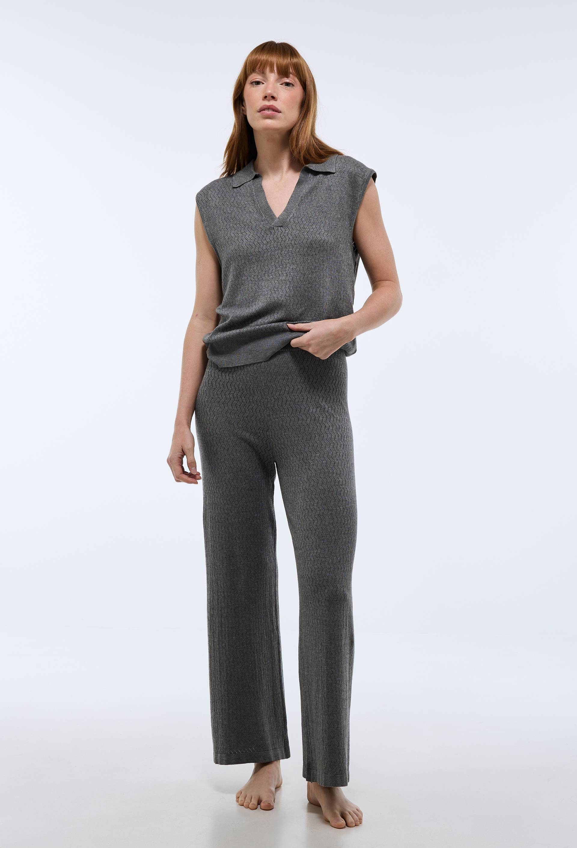 Pantalon en maille uni, Gris, large image number 1.0