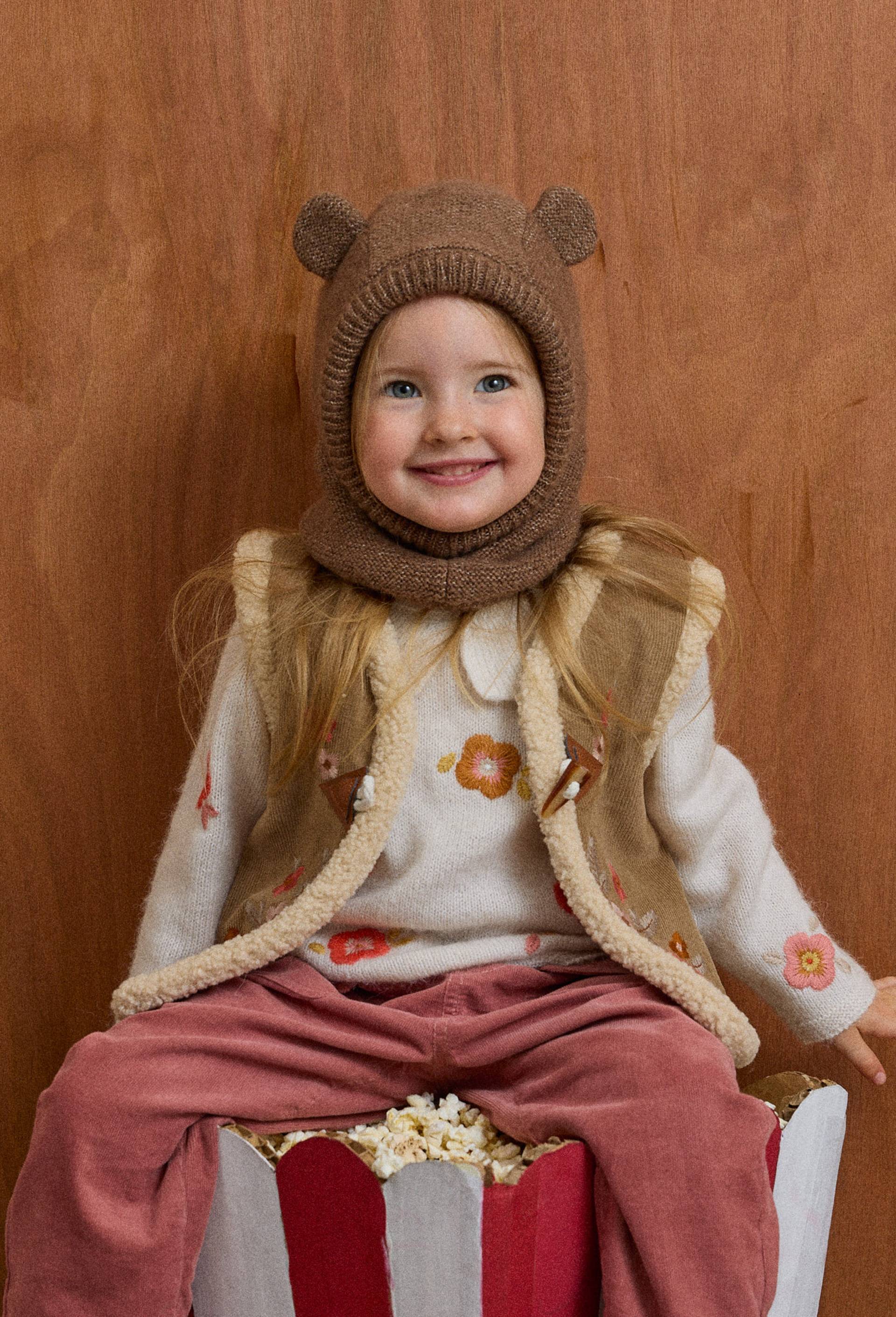 Pull brod&eacute; a col fantaisie contenant de la laine, Beige clair, large image number 0.0