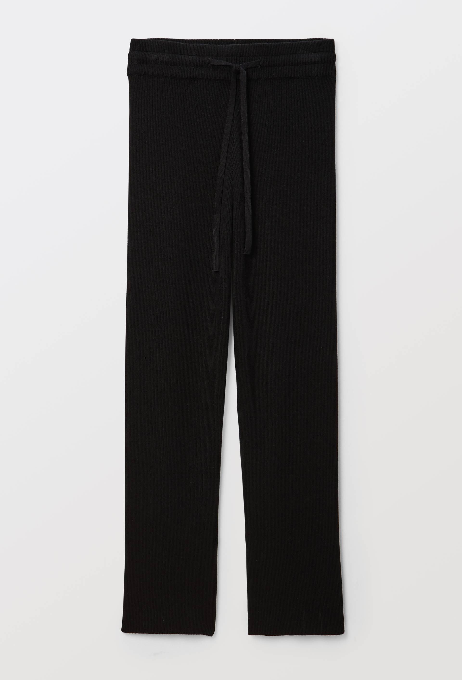 Pantalon uni en coton c&ocirc;tel&eacute;, Noir, large image number 2.0