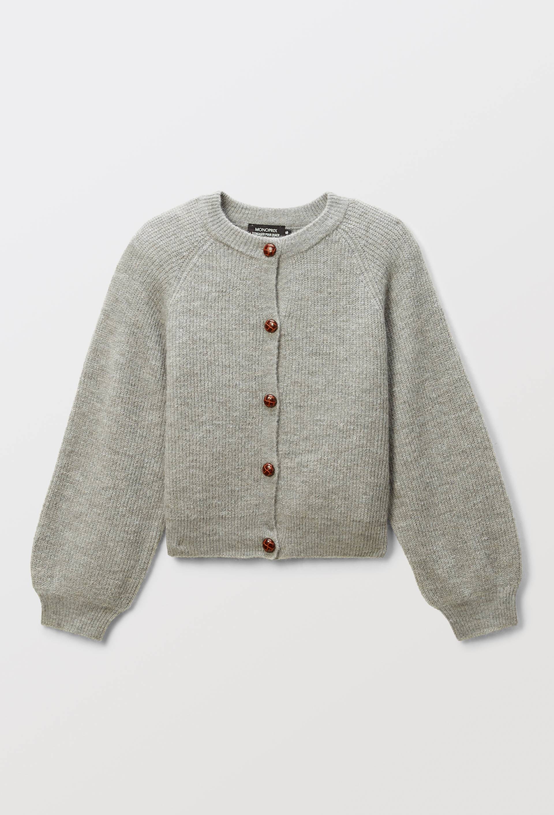 Cardigan uni, Gris, large image number 0