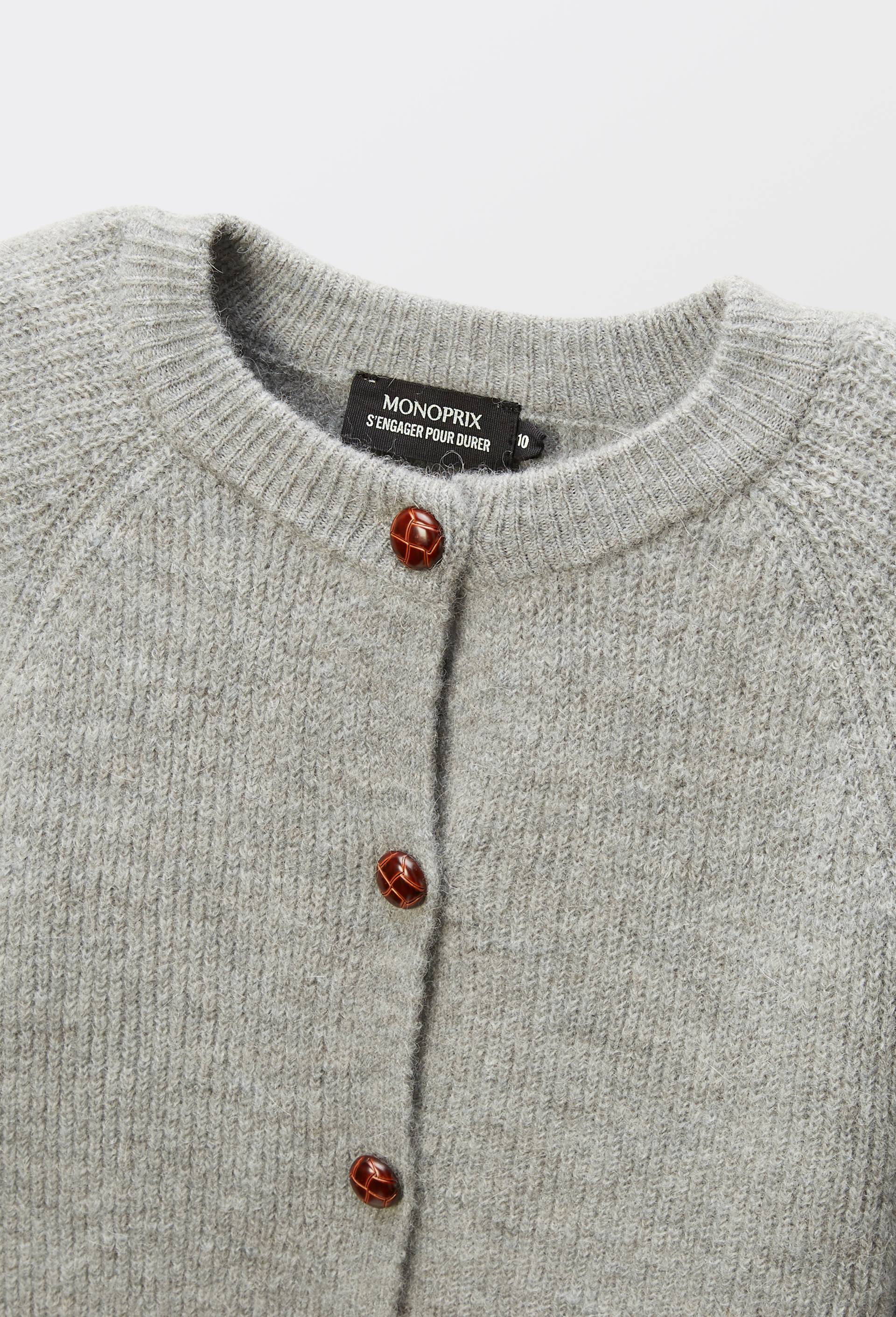 Cardigan uni, Gris, large image number 2.0