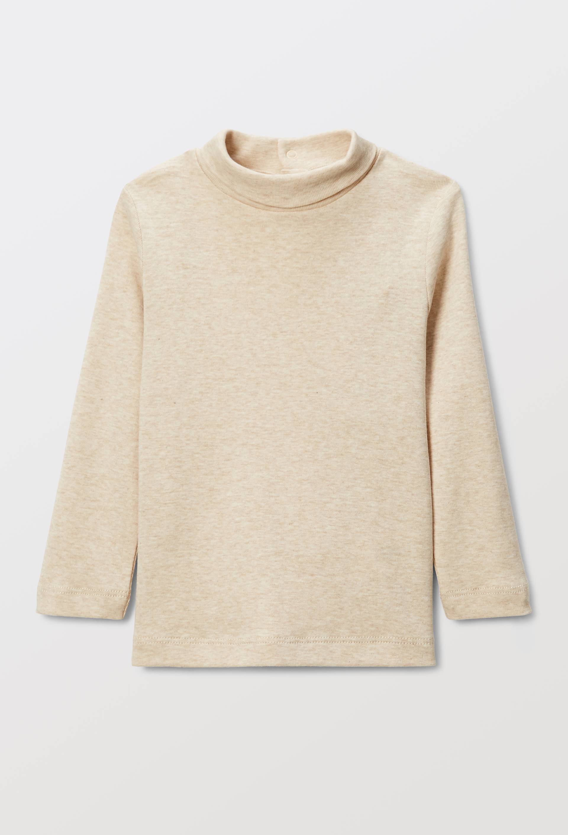 T-shirt manches longues col roul&eacute; uni en coton BIO GOTS, Beige, large image number 3