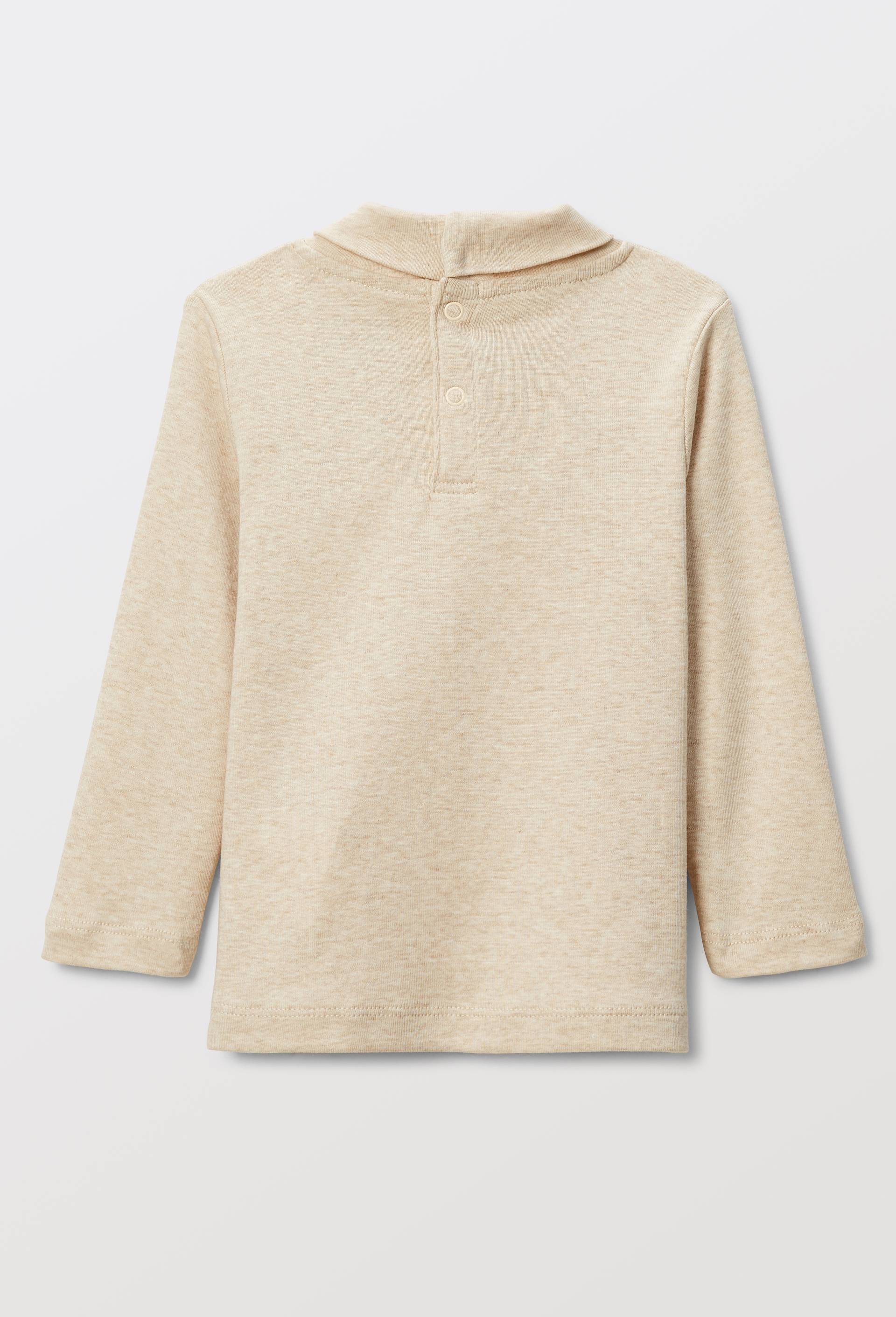 T-shirt manches longues col roul&eacute; uni en coton BIO GOTS, Beige, large image number 4.0