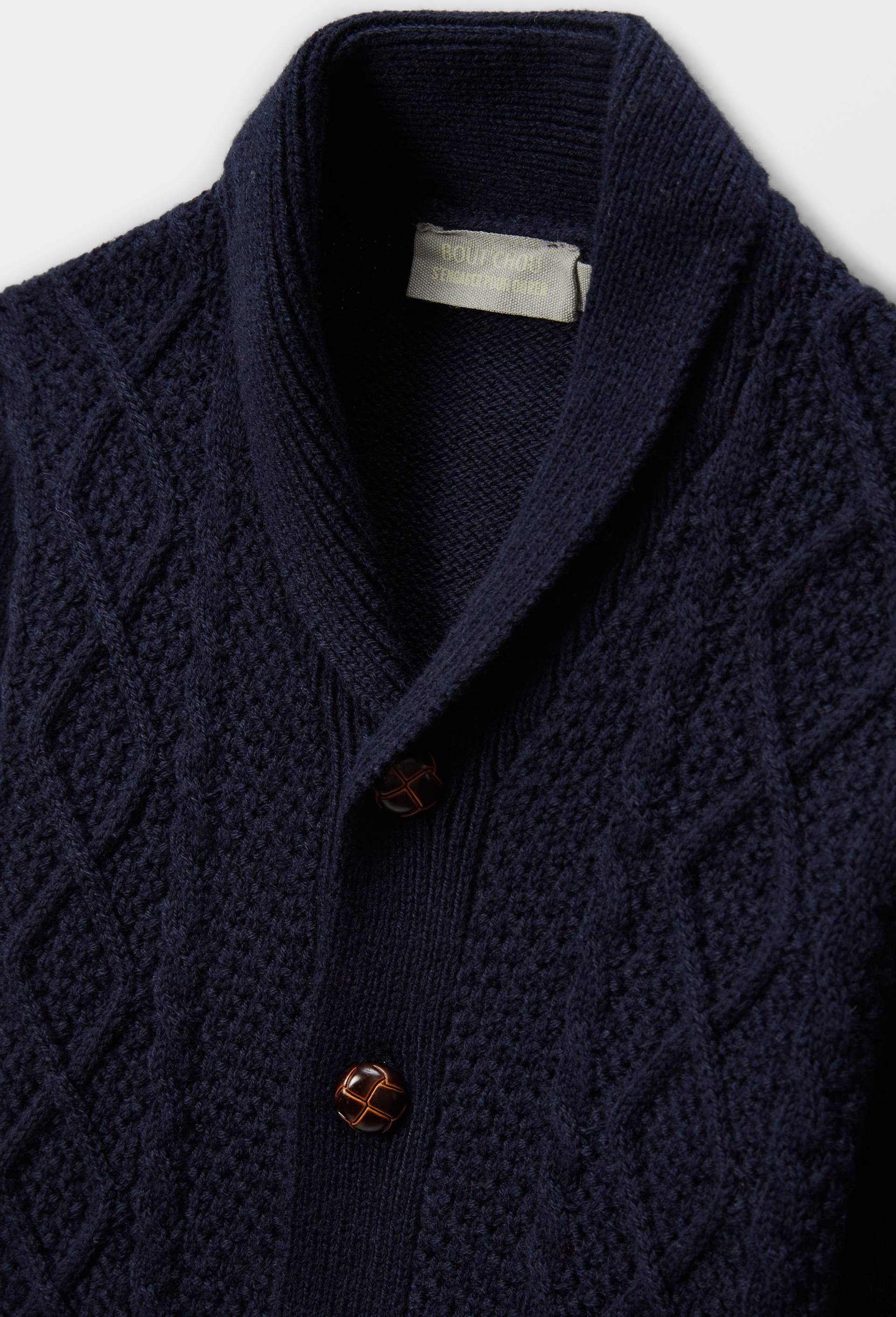 Cardigan tricot &agrave; col ch&acirc;le contenant du coton, Bleu fonc&eacute;, large image number 3.0