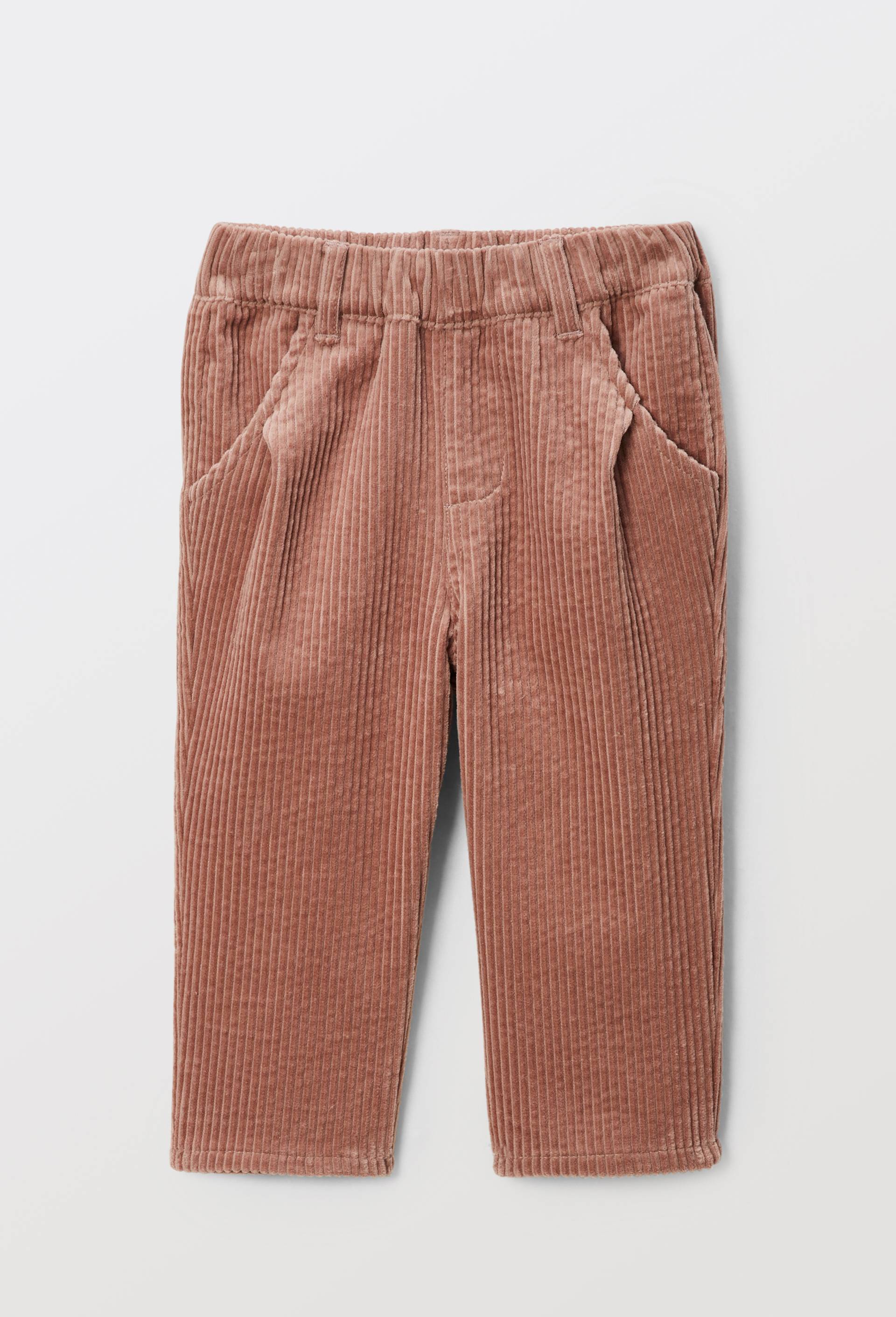 Pantalon taille &eacute;lastique uni en gros velours en coton BIO GOTS, Rose, swatch image