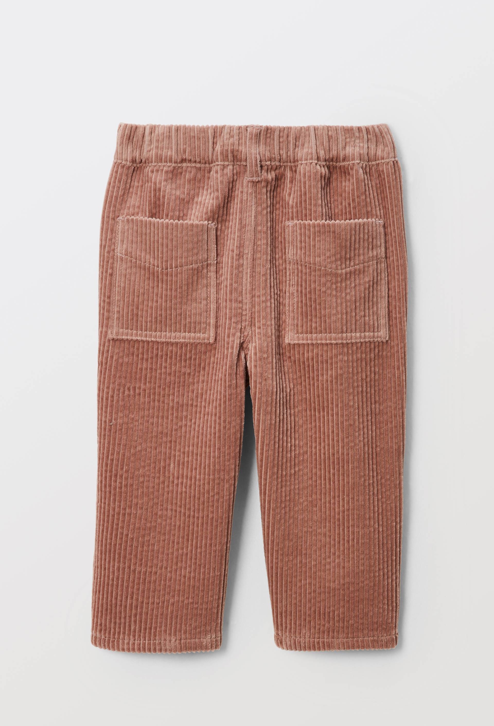 Pantalon taille &eacute;lastique uni en gros velours en coton BIO GOTS, Rose, large image number 1