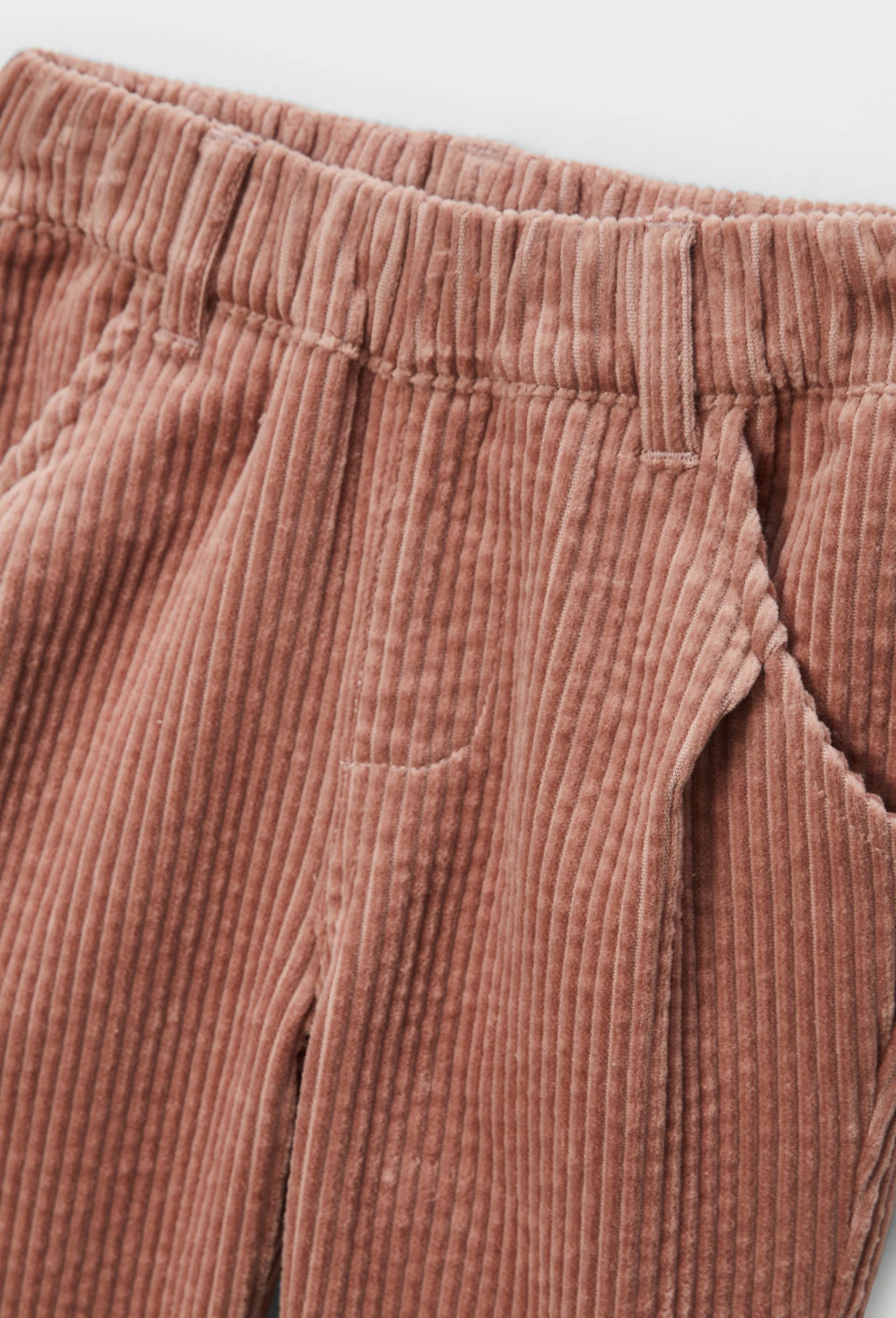 Pantalon taille &eacute;lastique uni en gros velours en coton BIO GOTS, Rose, large image number 2.0