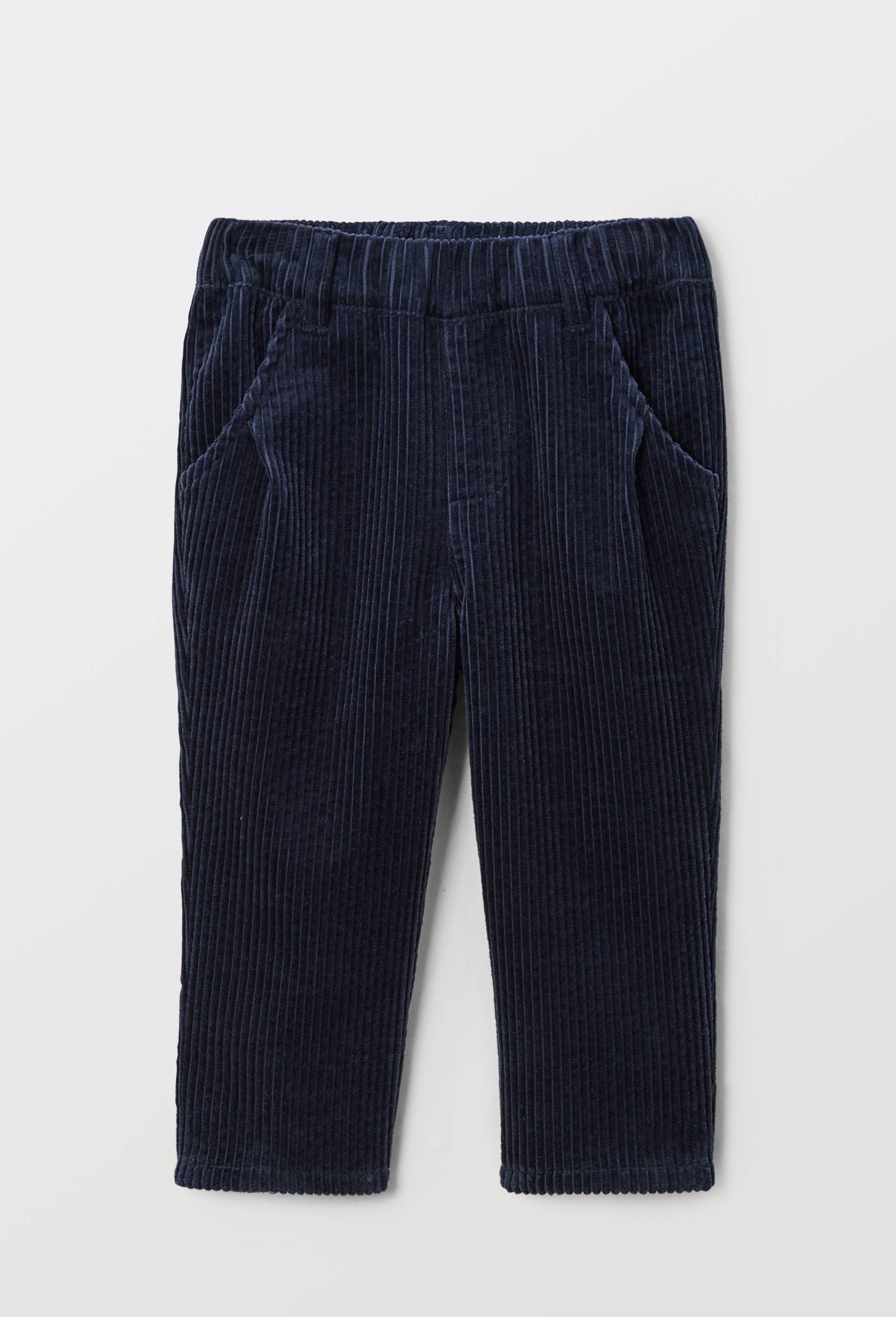 Pantalon taille &eacute;lastique uni en gros velours en coton BIO GOTS, Bleu fonc&eacute;, large image number 1.0