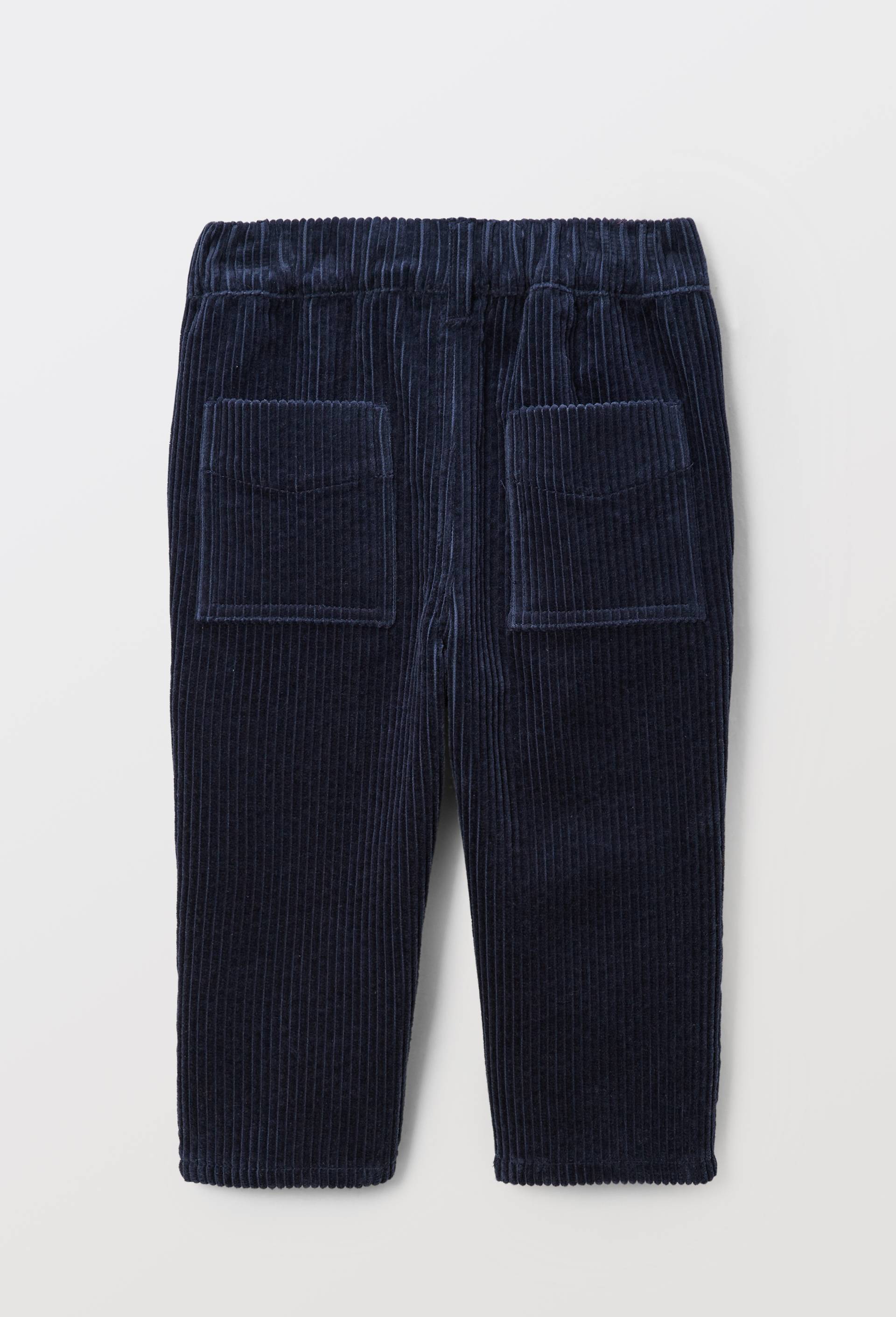 Pantalon taille &eacute;lastique uni en gros velours en coton BIO GOTS, Bleu fonc&eacute;, large image number 2.0