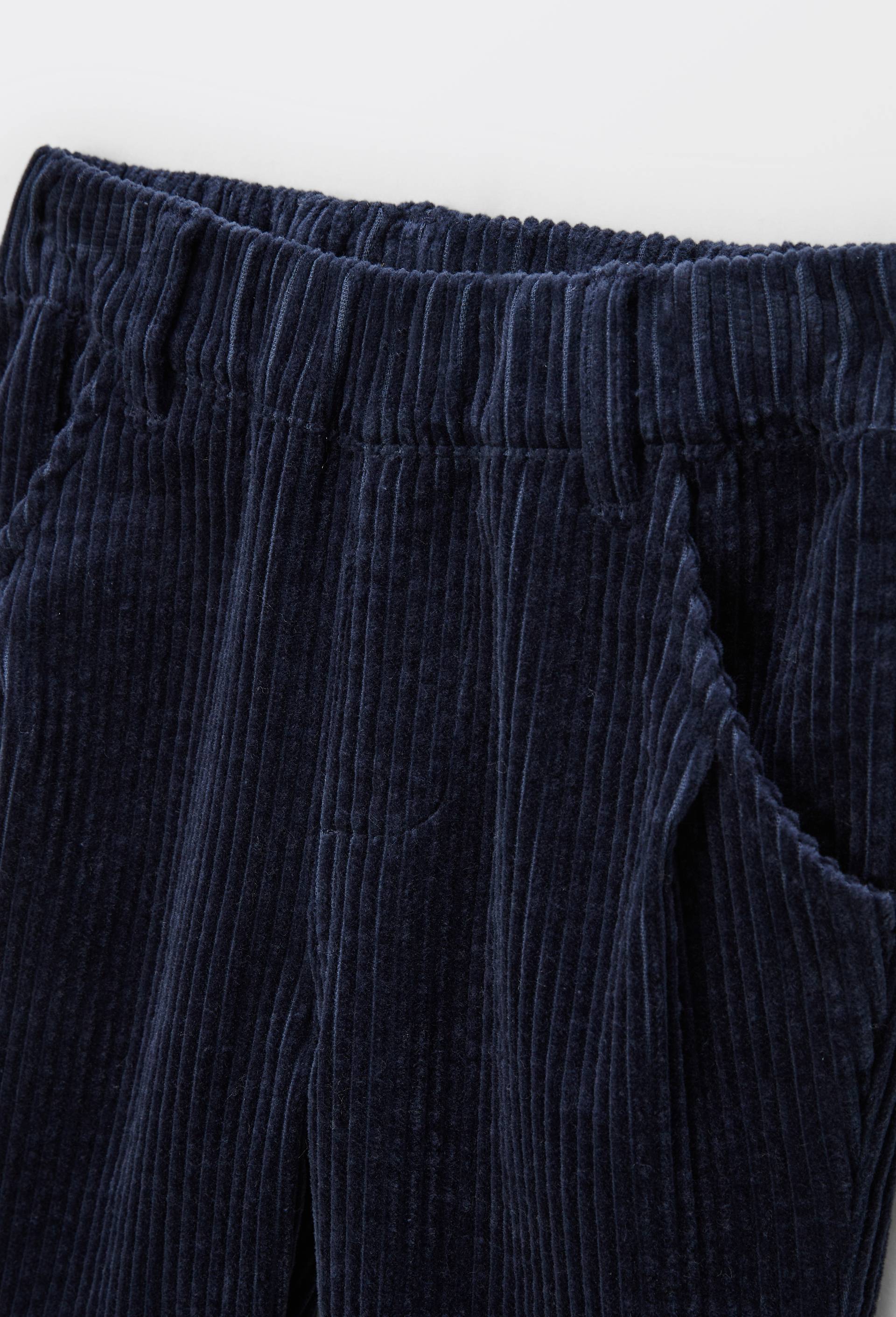 Pantalon taille &eacute;lastique uni en gros velours en coton BIO GOTS, Bleu fonc&eacute;, large image number 3.0