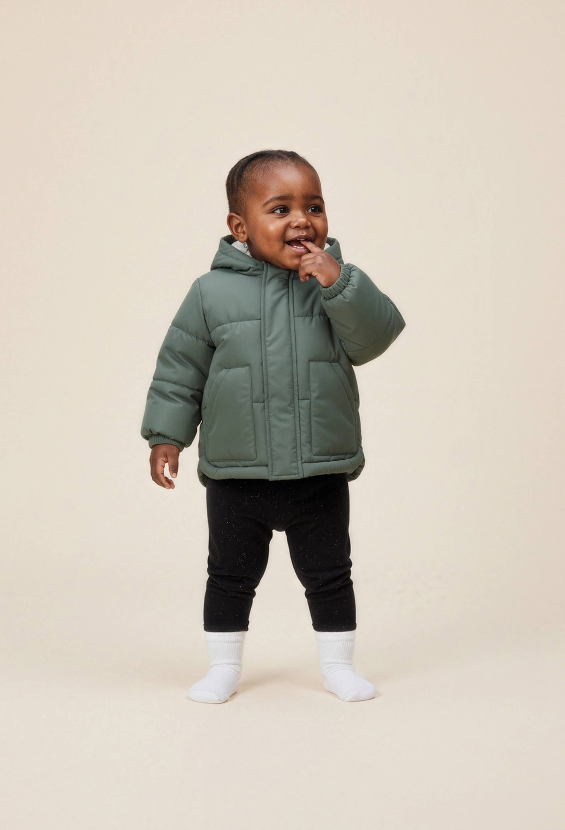 Parka &agrave; capuche unie doubl&eacute;e en fausse fourrure, Vert, large image number 0.0