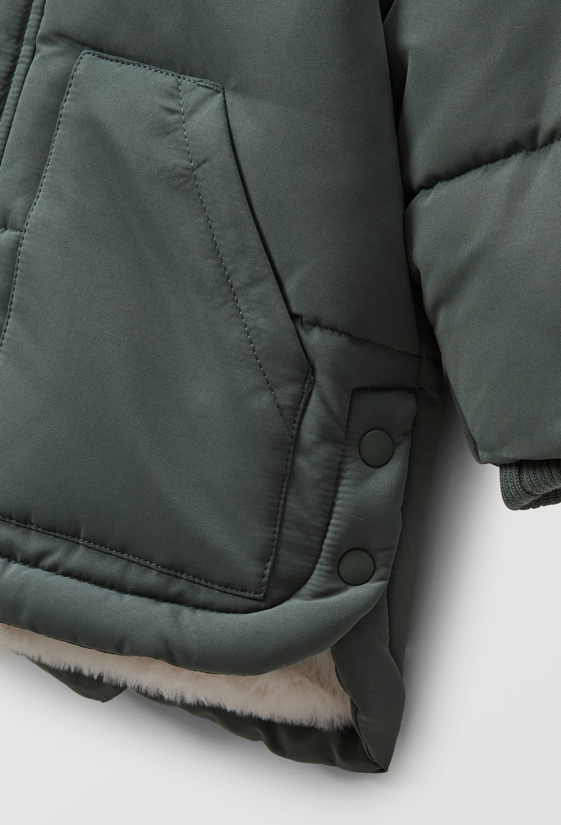 Parka &agrave; capuche unie doubl&eacute;e en fausse fourrure, Vert, large image number 3