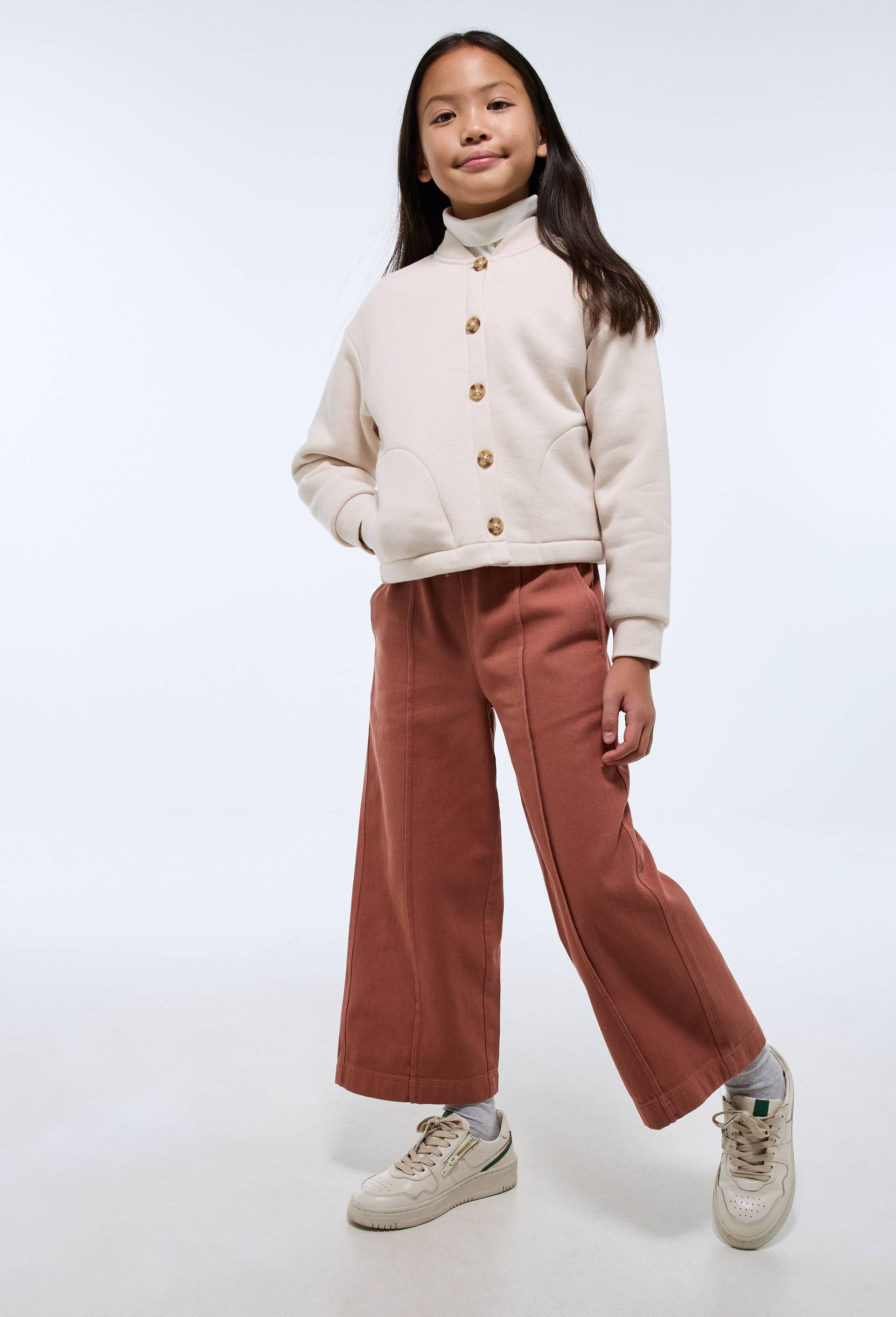 Cardigan bouton pression en coton, Beige clair, large image number 0