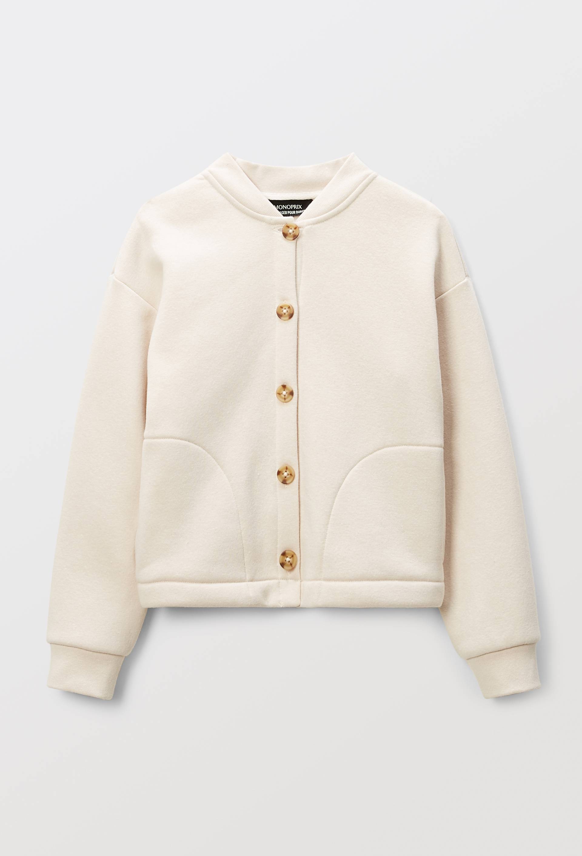 Cardigan bouton pression en coton, Beige clair, large image number 2