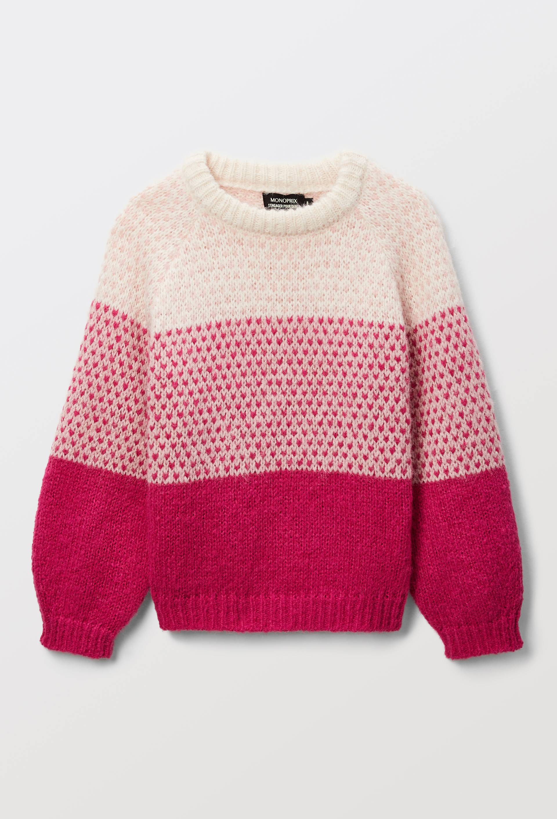 Pull multicolore, Rose clair, large image number 0