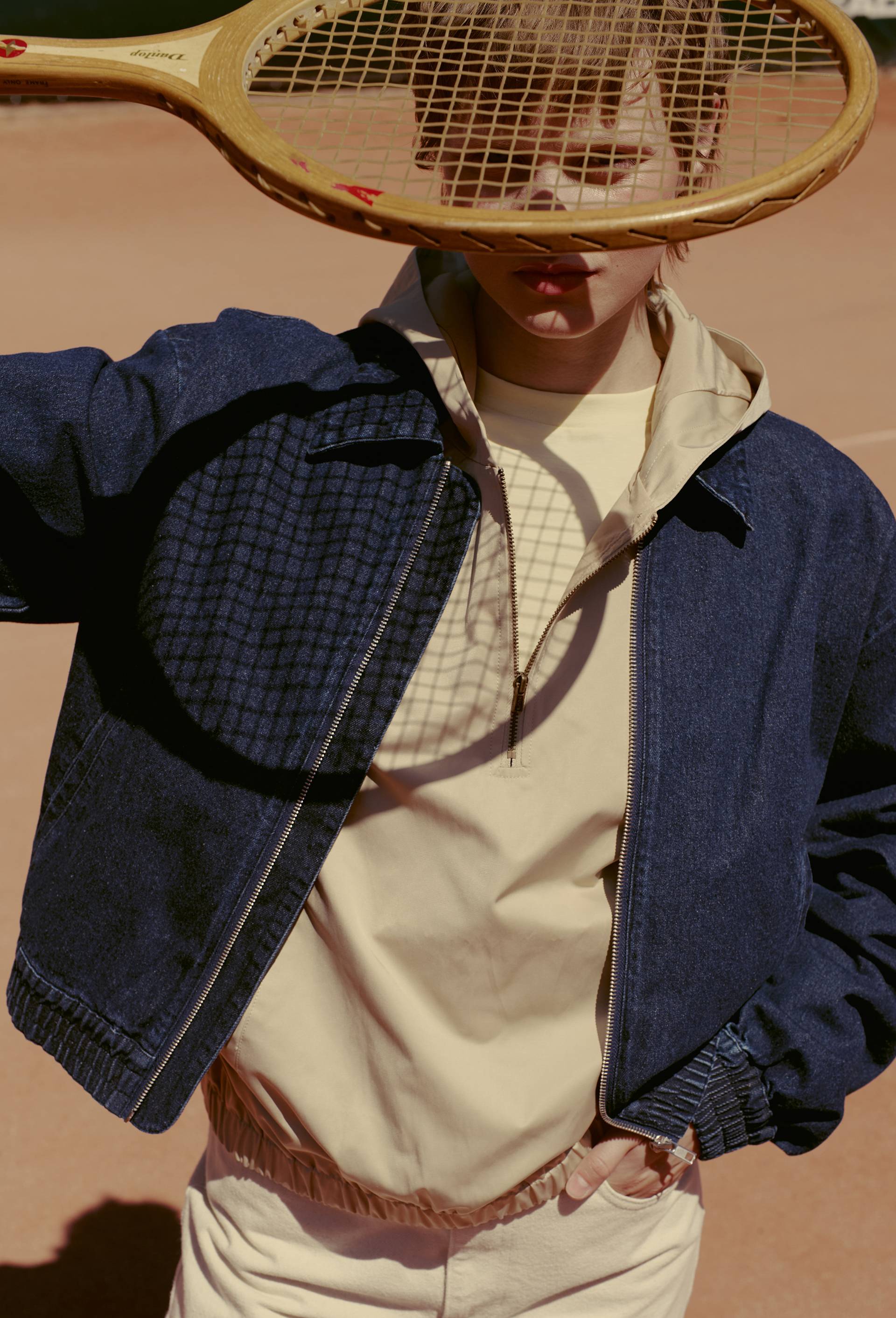 Blouson zipp&eacute; en denim, Bleu fonc&eacute;, large image number 0