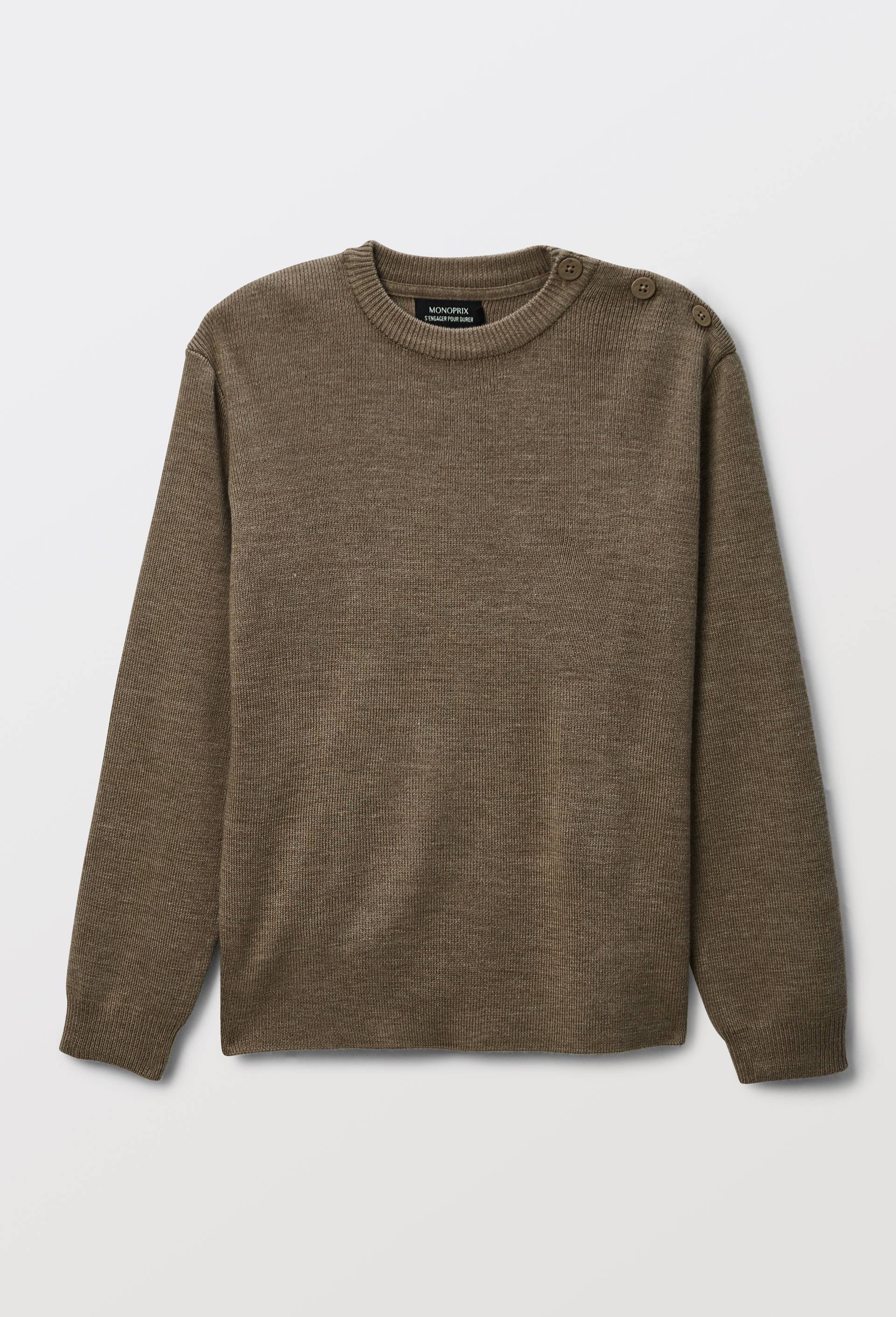 Pull uni contenant de la laine, Beige, large image number 1.0