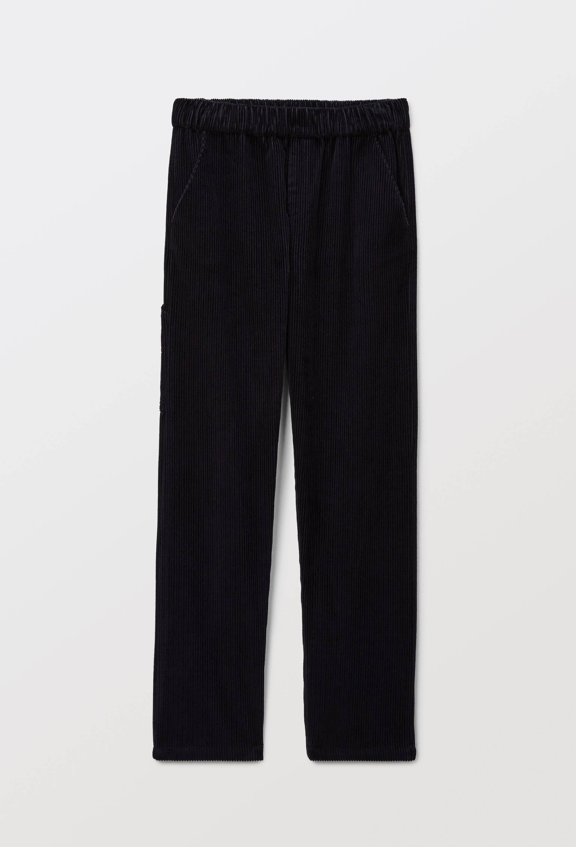 Pantalon droit &eacute;lastiqu&eacute; en velours c&ocirc;tel&eacute;, Bleu fonc&eacute;, large image number 0