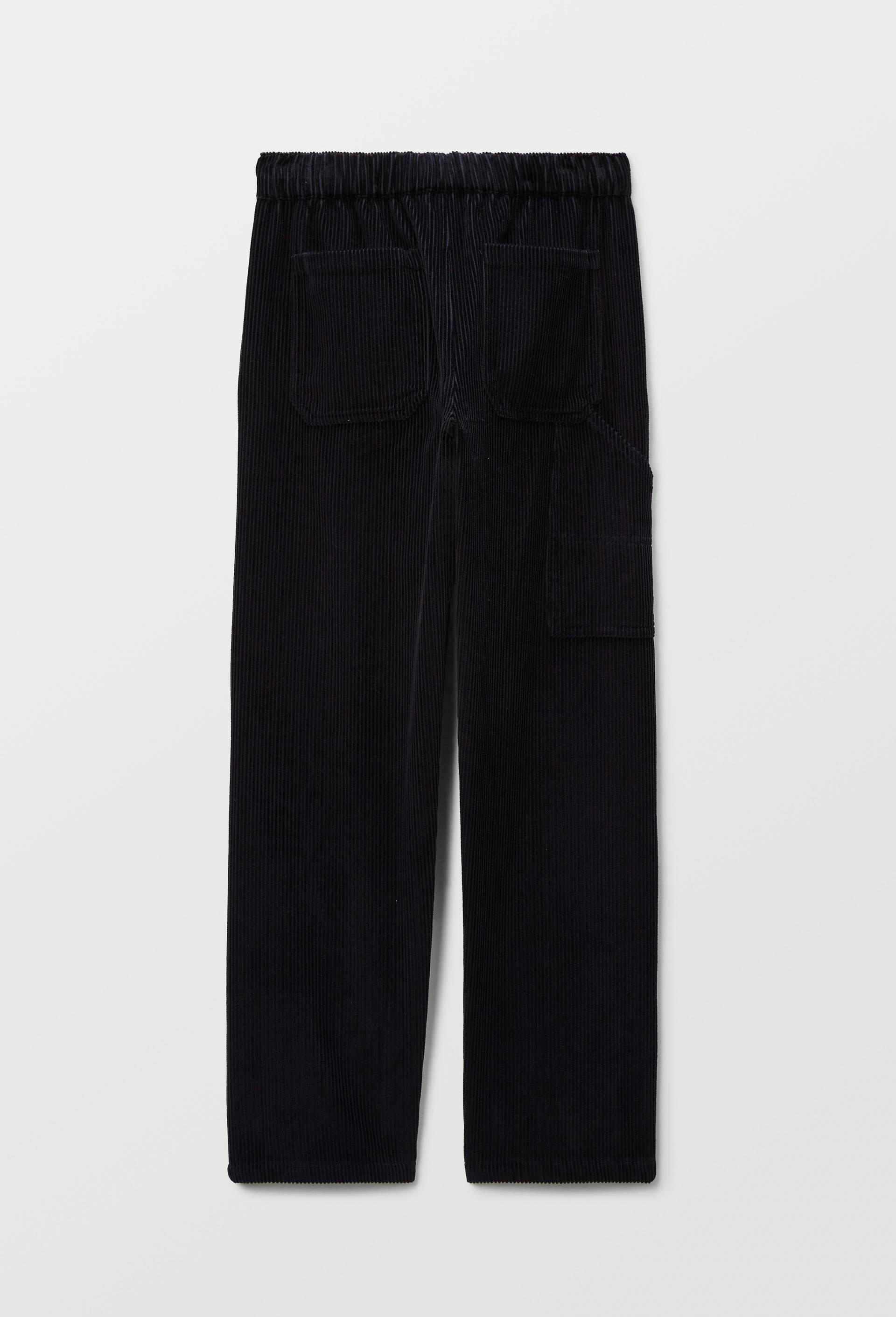 Pantalon droit &eacute;lastiqu&eacute; en velours c&ocirc;tel&eacute;, Bleu fonc&eacute;, large image number 1