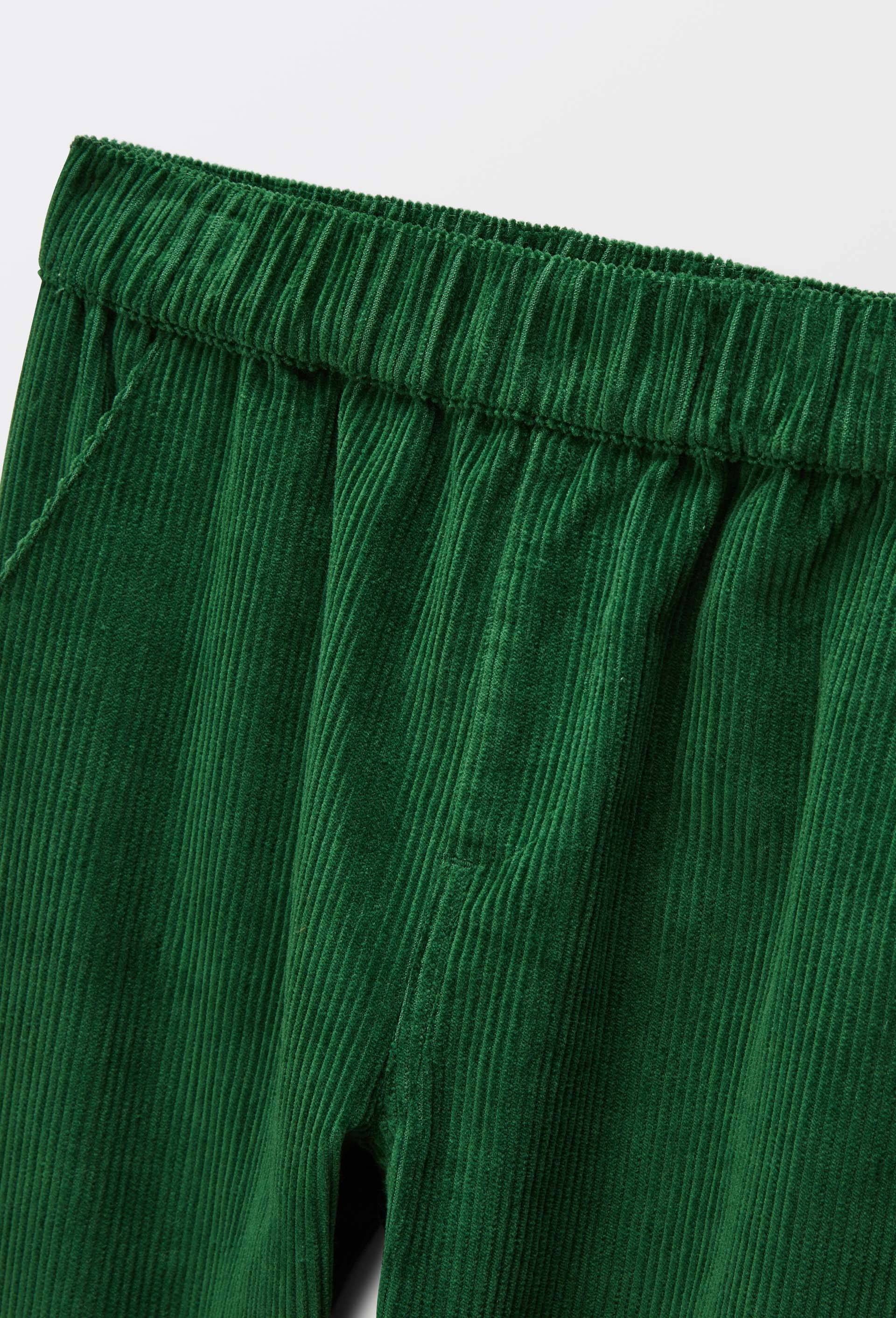 Pantalon droit &eacute;lastiqu&eacute; en velours c&ocirc;tel&eacute;, Vert fonc&eacute;, large image number 2