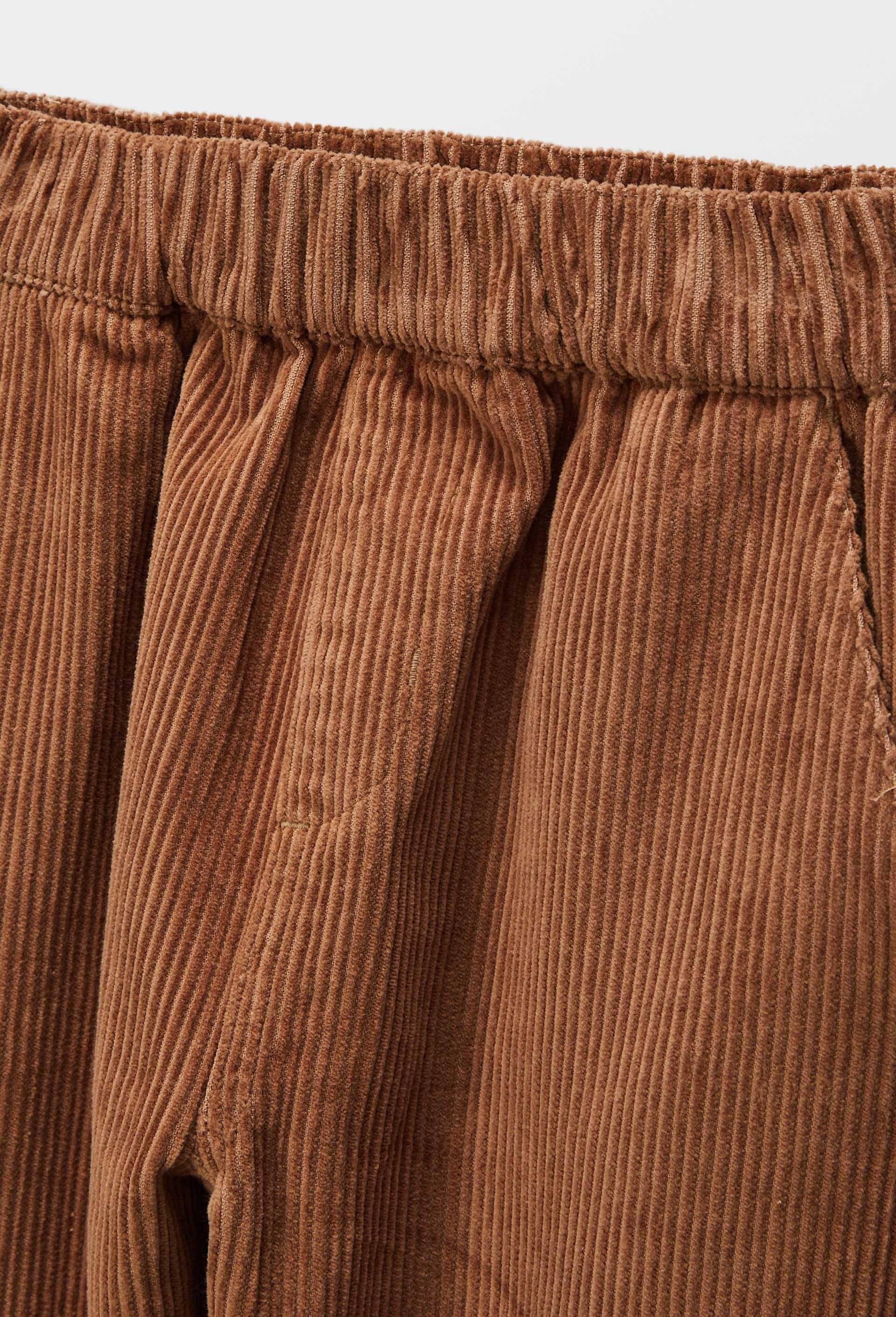 Pantalon droit &eacute;lastiqu&eacute; en velours c&ocirc;tel&eacute;, Brun, large image number 2