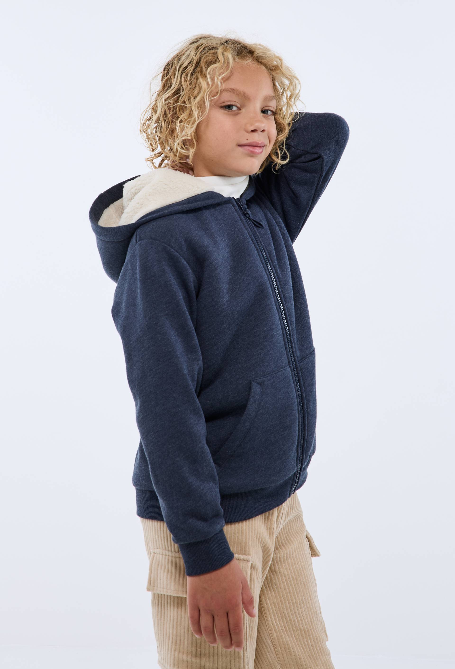 Pull à Capuche Garçon NEXT – Bleu – Coton – Taille 7 Ans – Manches Longues – Très Bon État