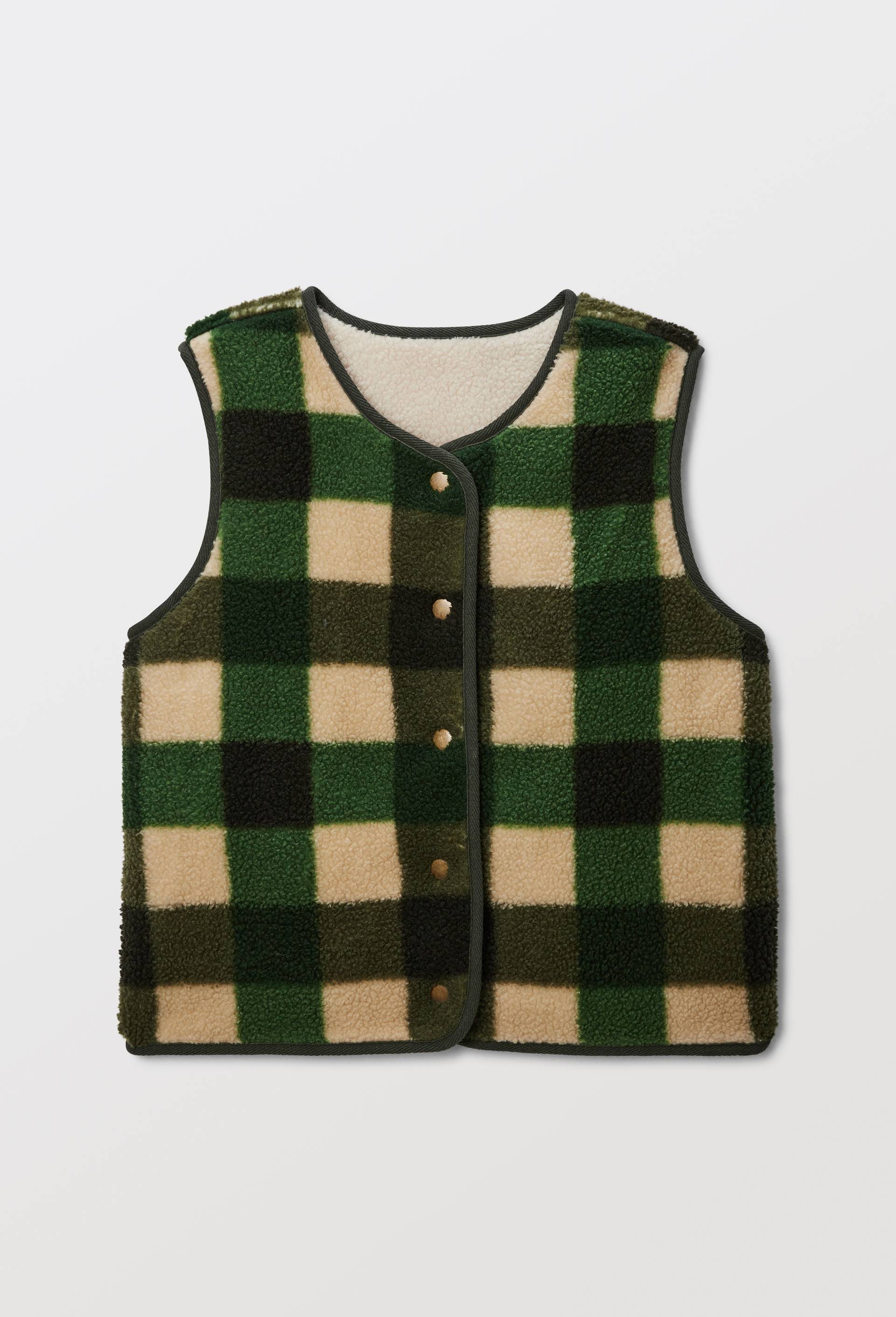 Gilet sans manches et r&eacute;versible en sherpa, Vert, large image number 0