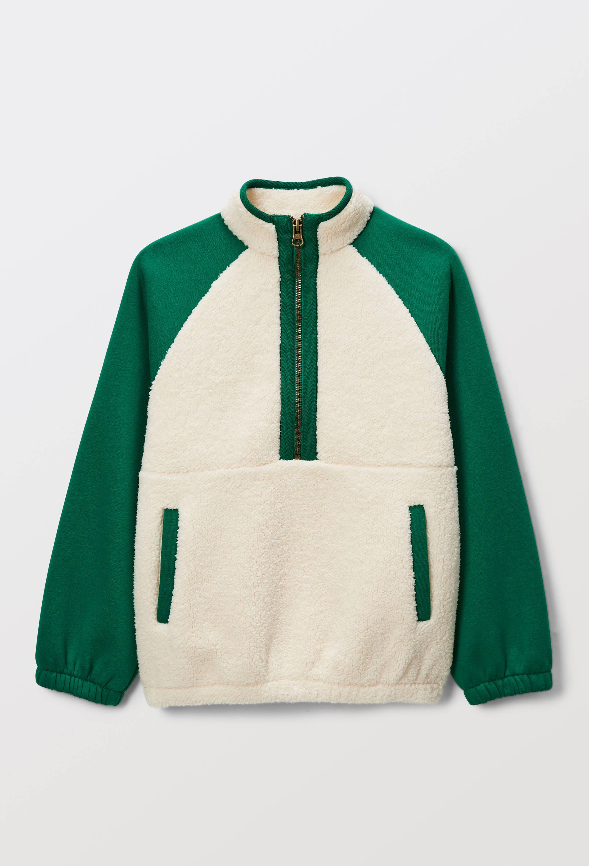 Sweat en sherpa avec poche kangourou, Vert, large image number 0