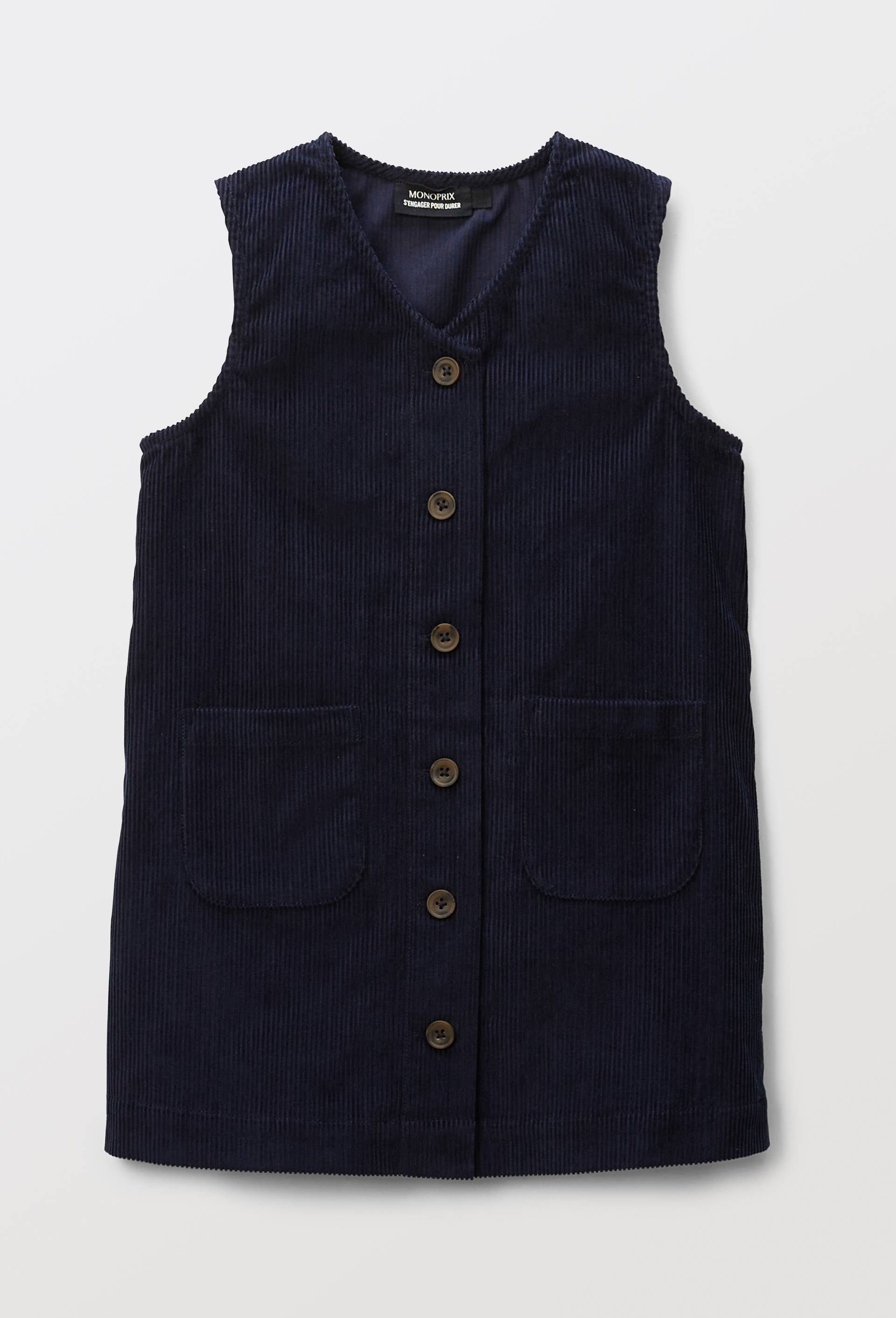 Robe sans manche en velours, Bleu fonc&eacute;, large image number 0.0