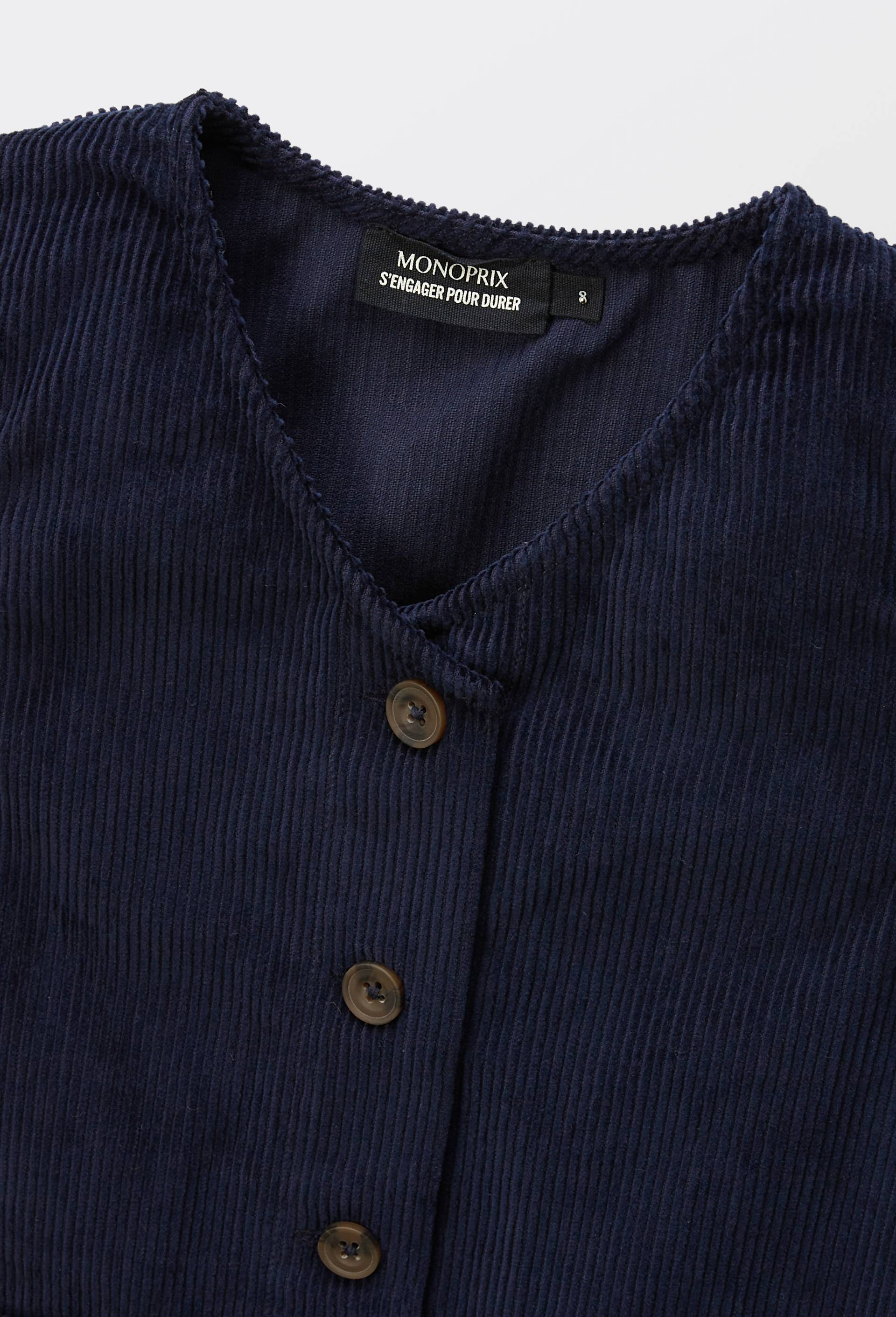 Robe sans manche en velours, Bleu fonc&eacute;, large image number 2.0