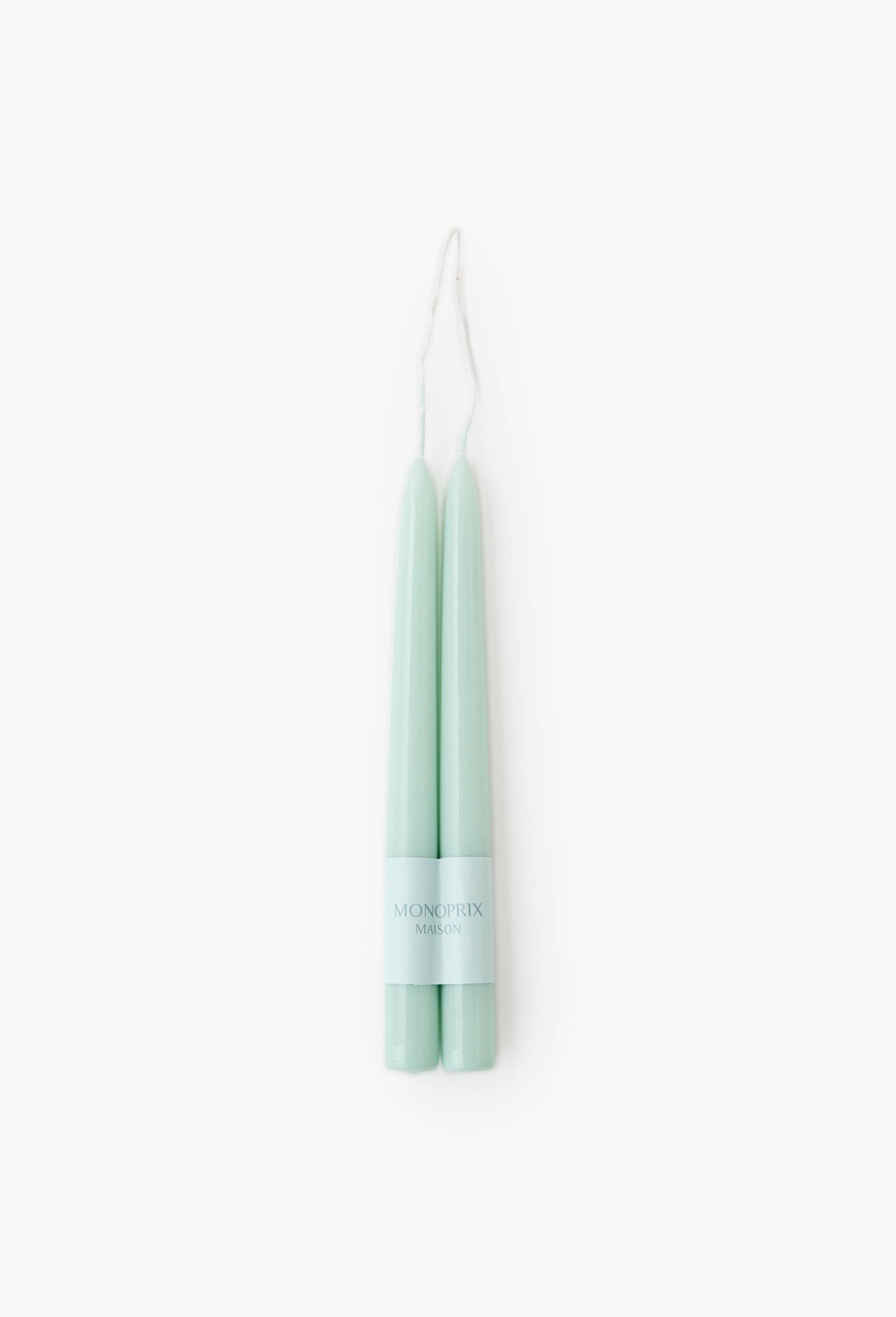 Lot de 2 bougies flambeaux, H25cm, Bleu clair, large image number 2.0