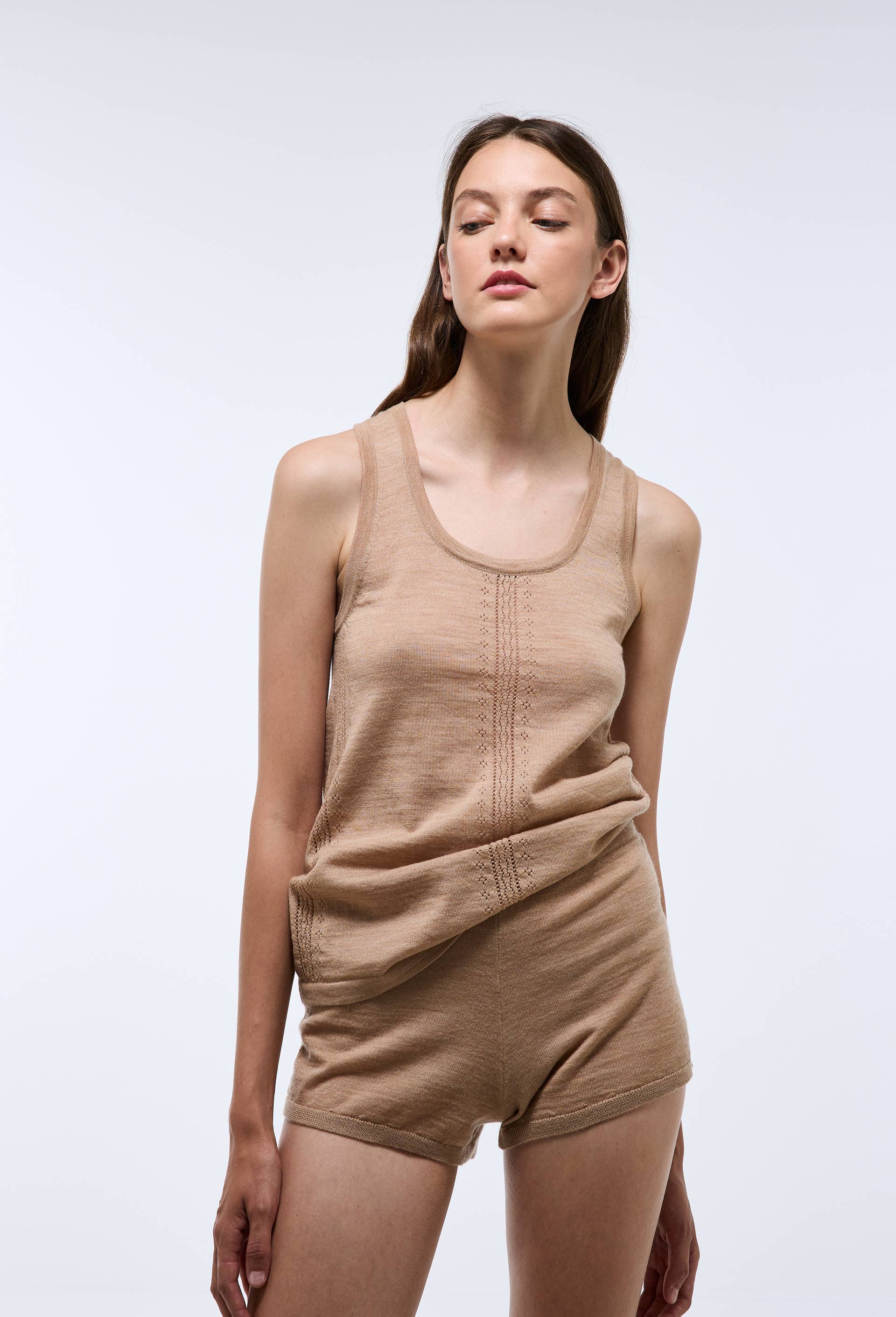 Short en laine, Beige, large image number 0