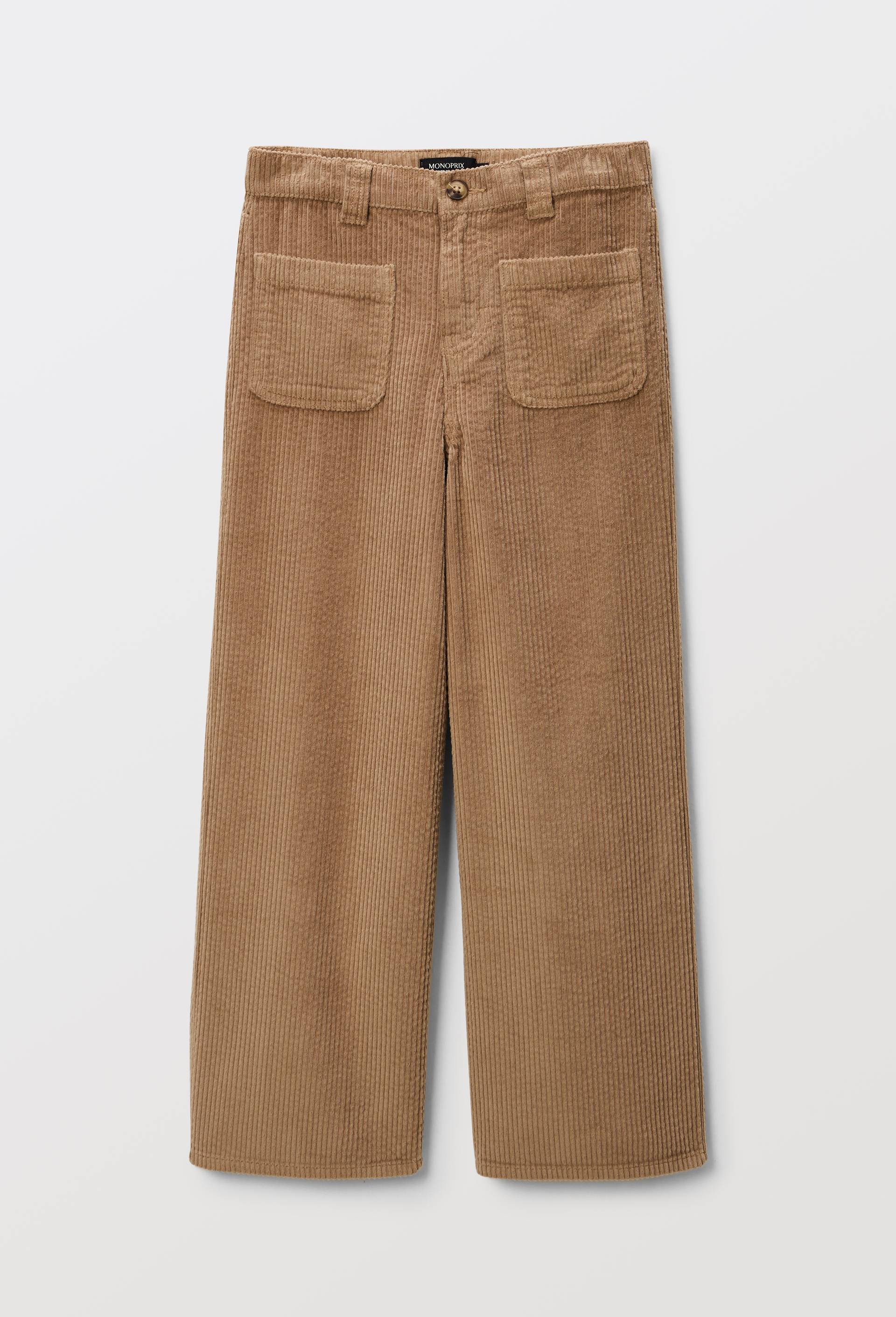 Pantalon uni &agrave; velours avec poches, Or, large image number 0