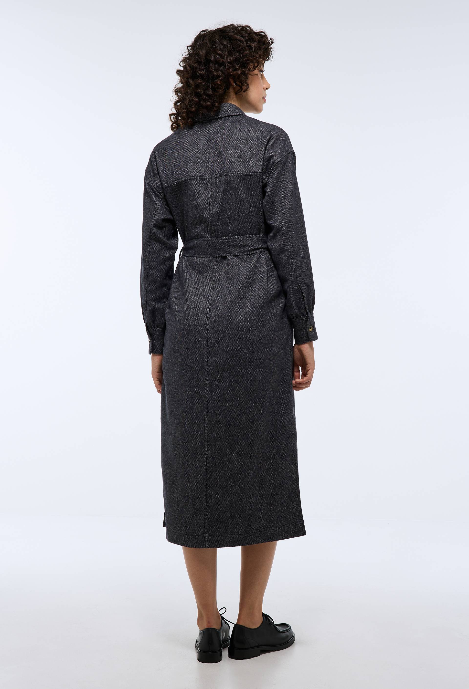 Robe longue en tweed en coton BIO, Noir, large image number 1
