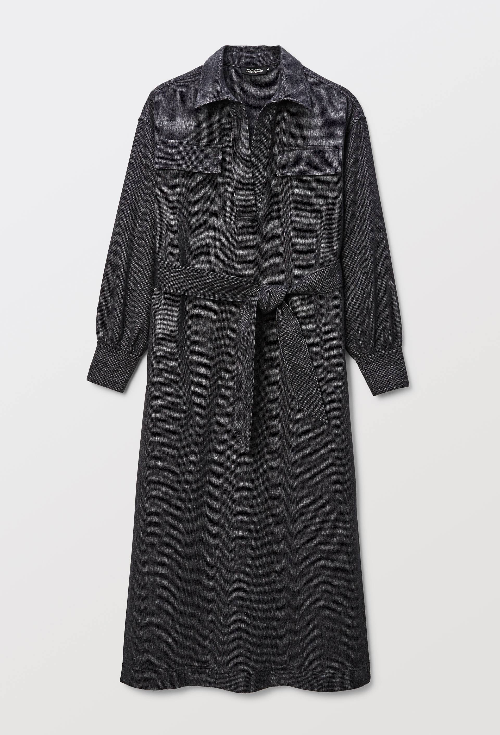Robe longue en tweed en coton BIO, Noir, large image number 2