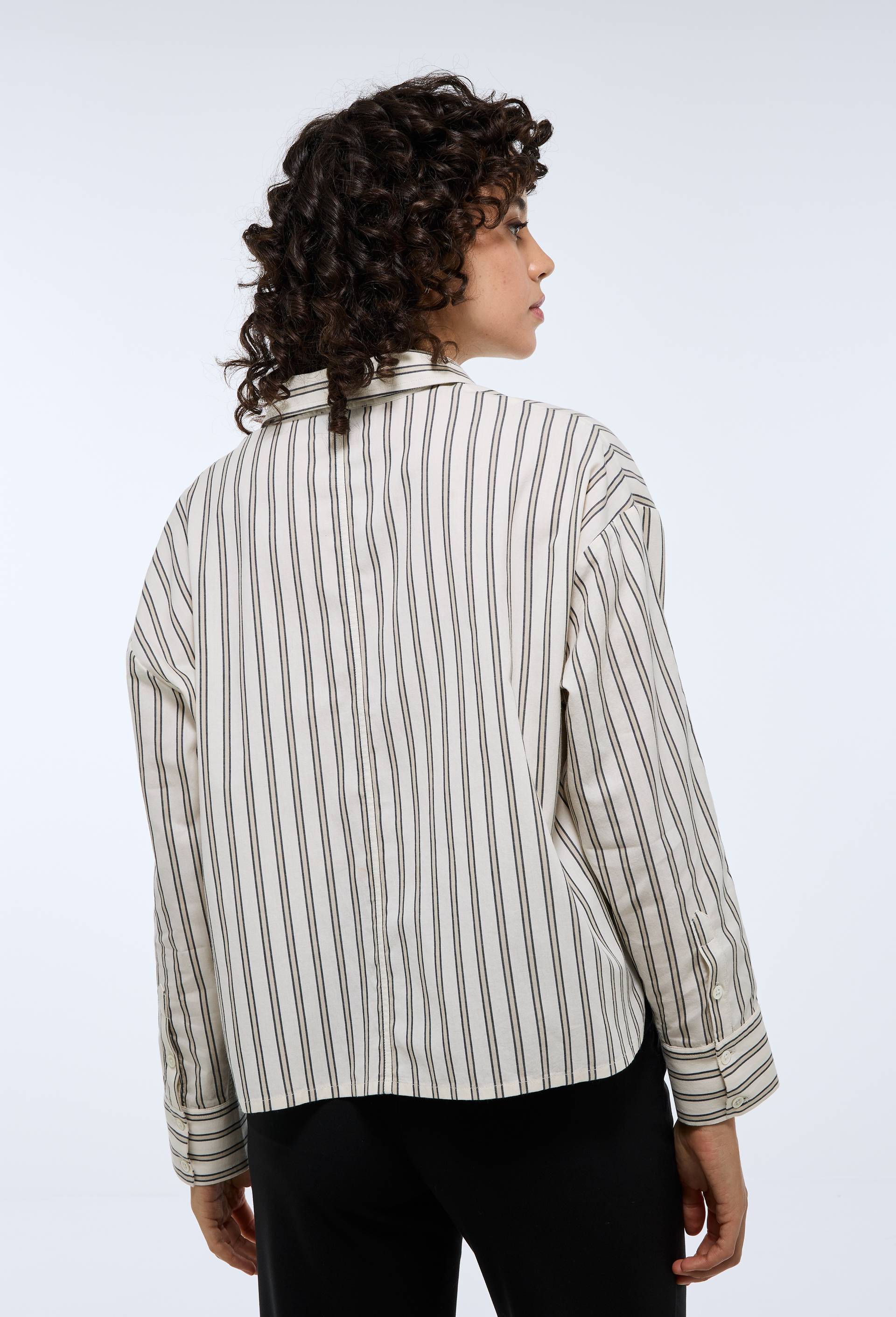 Chemise manches longues ray&eacute;e coton BIO GOTS, Vert clair, large image number 1