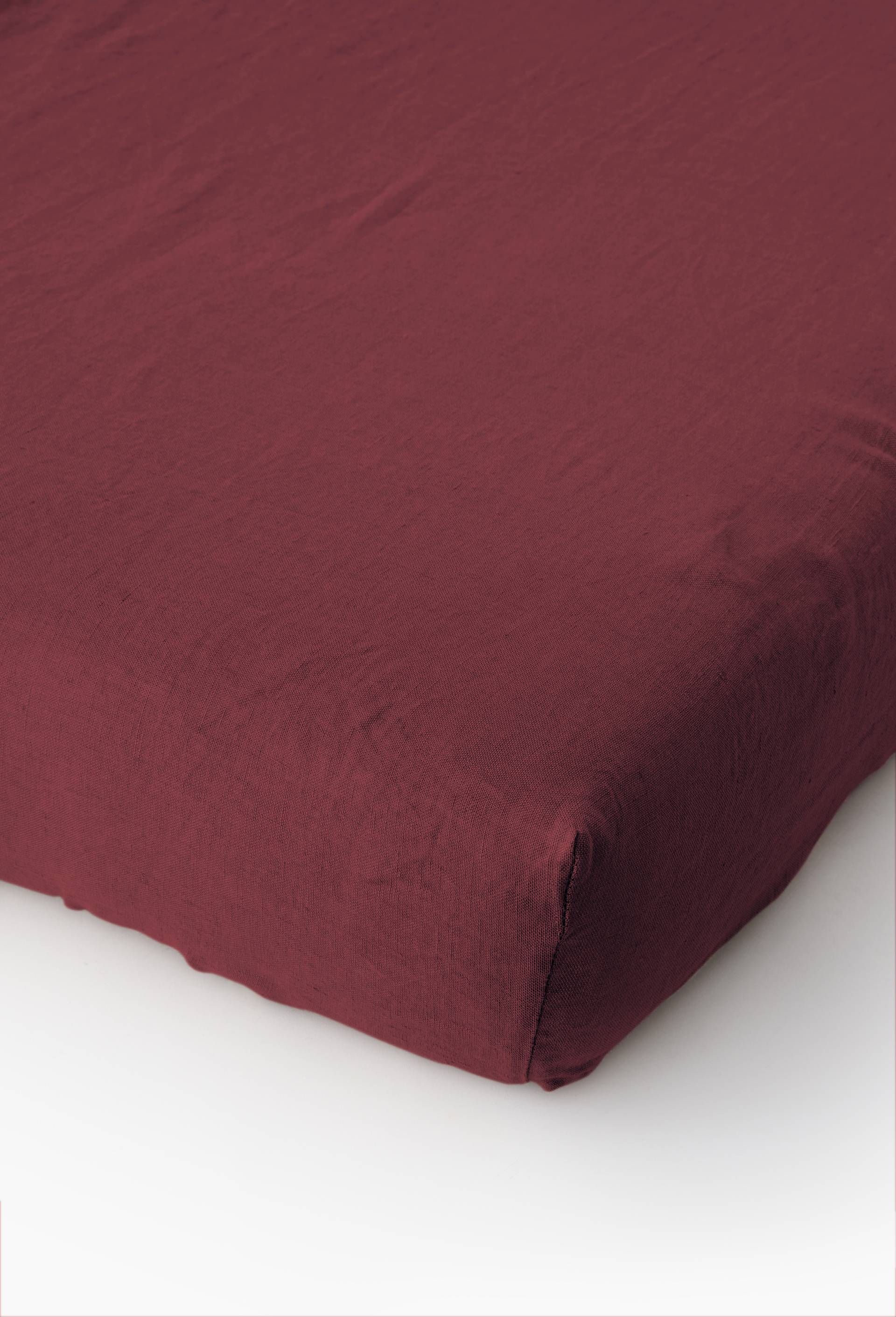 Drap housse, 100% lin, Exclusivit&eacute; web, Rouge fonc&eacute;, swatch image