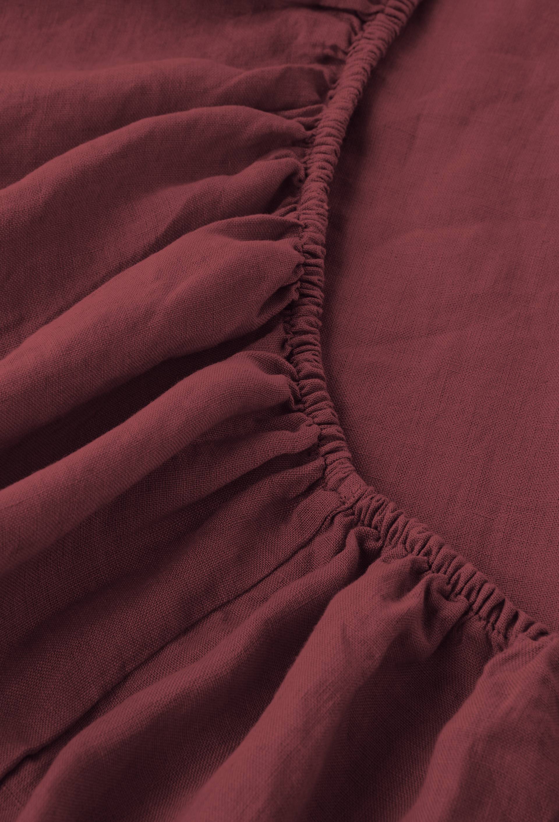 Drap housse, 100% lin, Exclusivit&eacute; web, Rouge fonc&eacute;, large image number 1