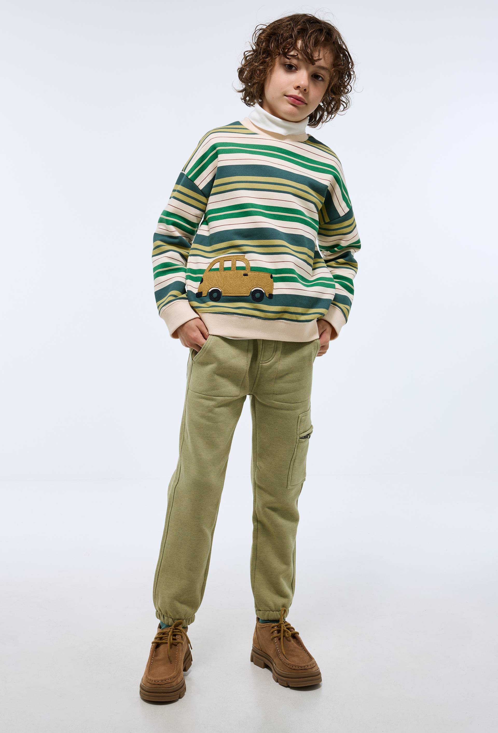 Jogging cargo en coton BIO GOTS, Vert clair, large image number 0