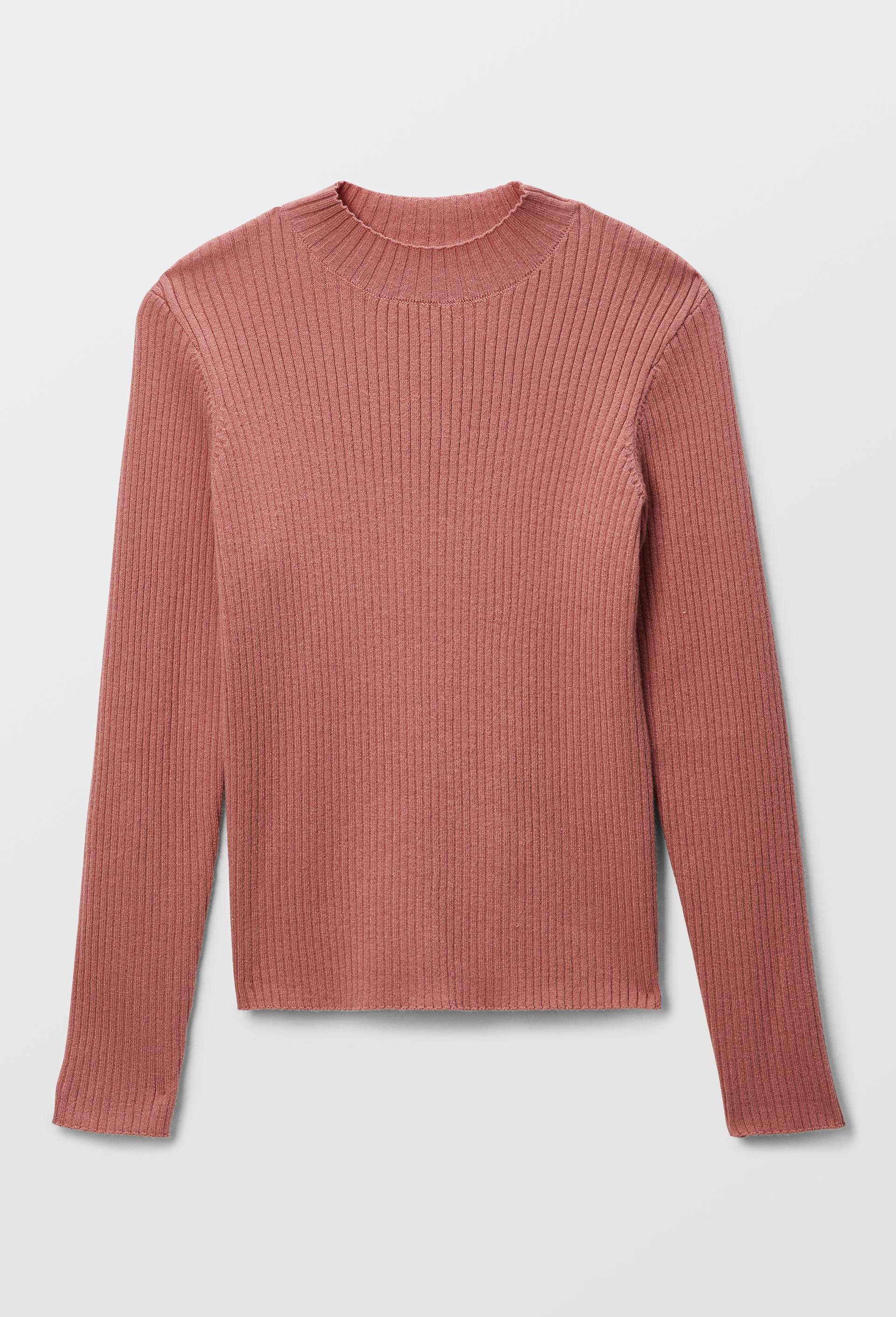 Sous pull uni &agrave; col montant, Rose fonc&eacute;, swatch image