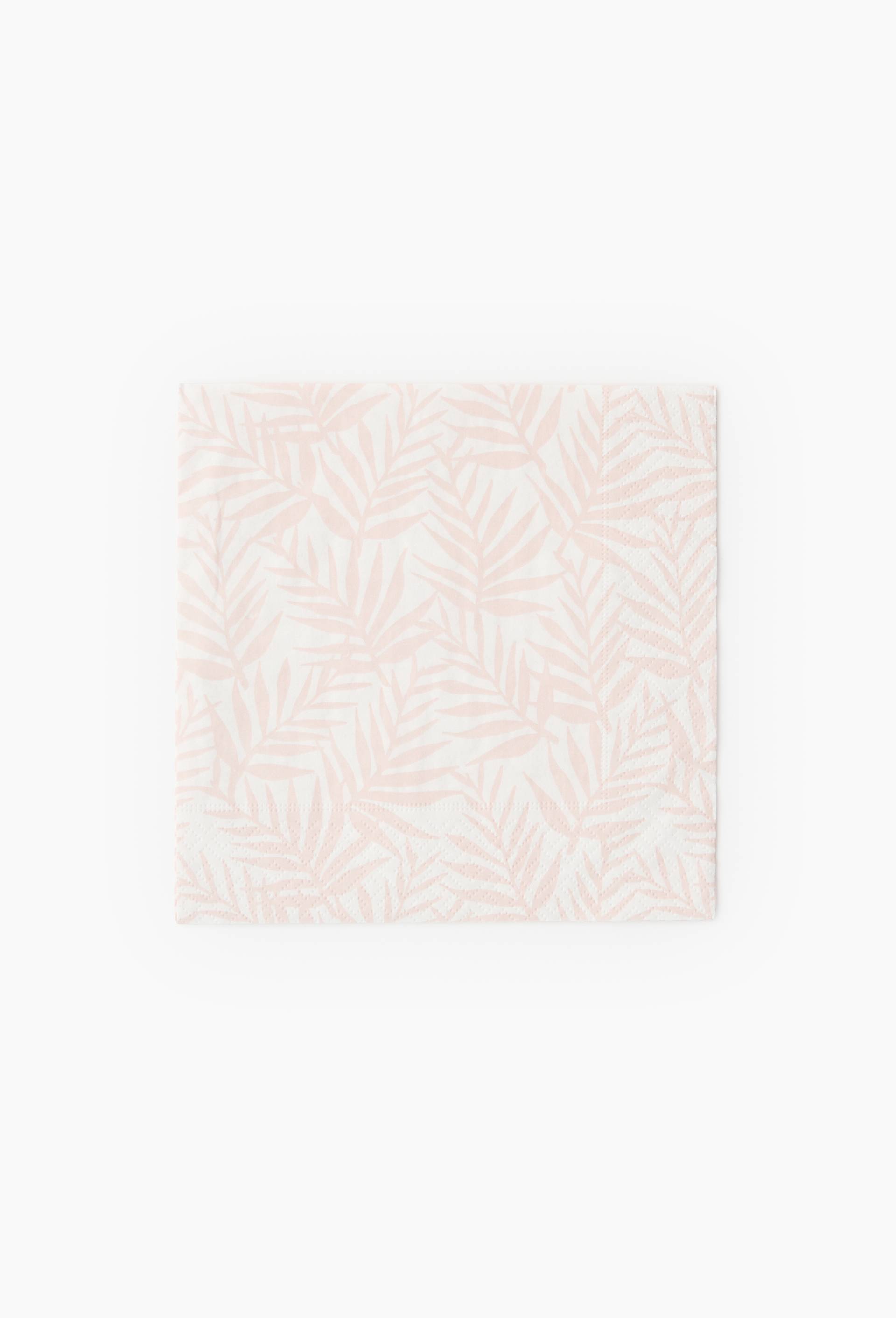 20 serviettes 33x33cm, imprim&eacute; feuillage, Rose clair, large image number 0.0