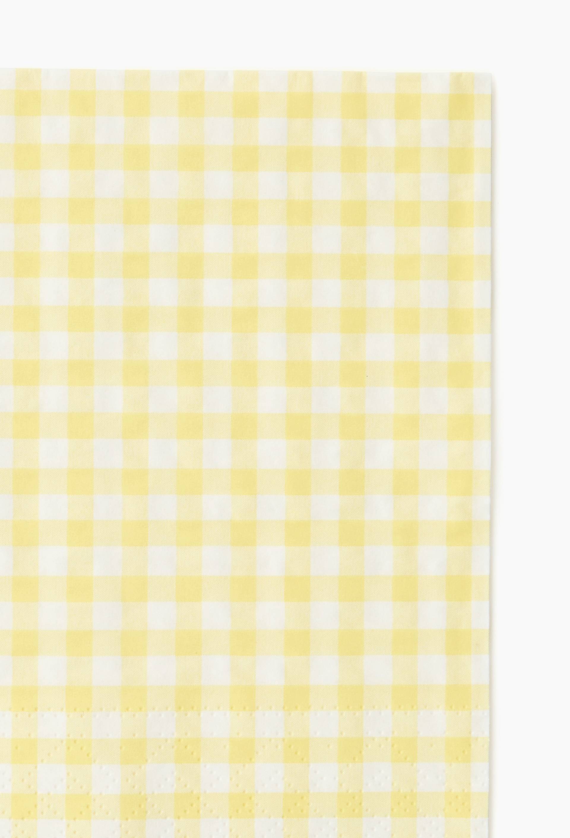 20 serviettes de 33x33cm, imprim&eacute; vichy, Jaune clair, large image number 1