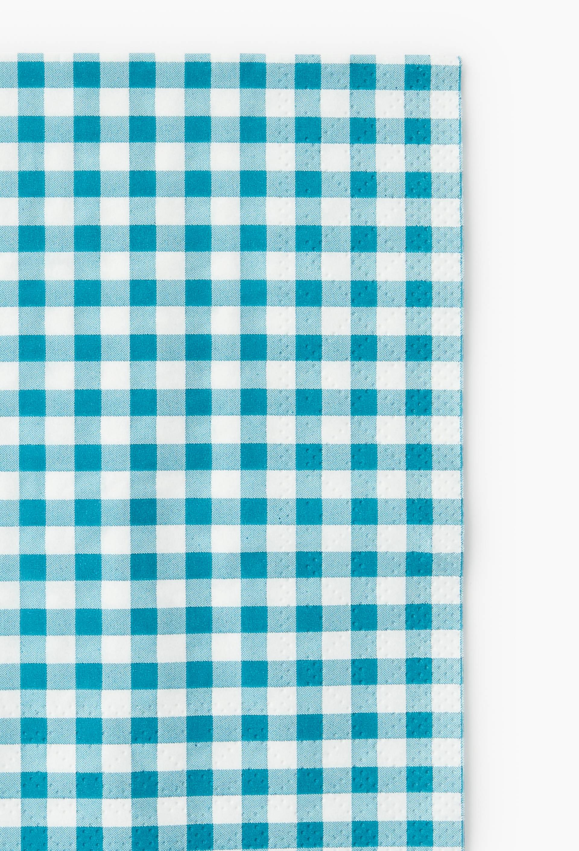 20 serviettes de 33x33cm, imprim&eacute; vichy, Bleu, large image number 1