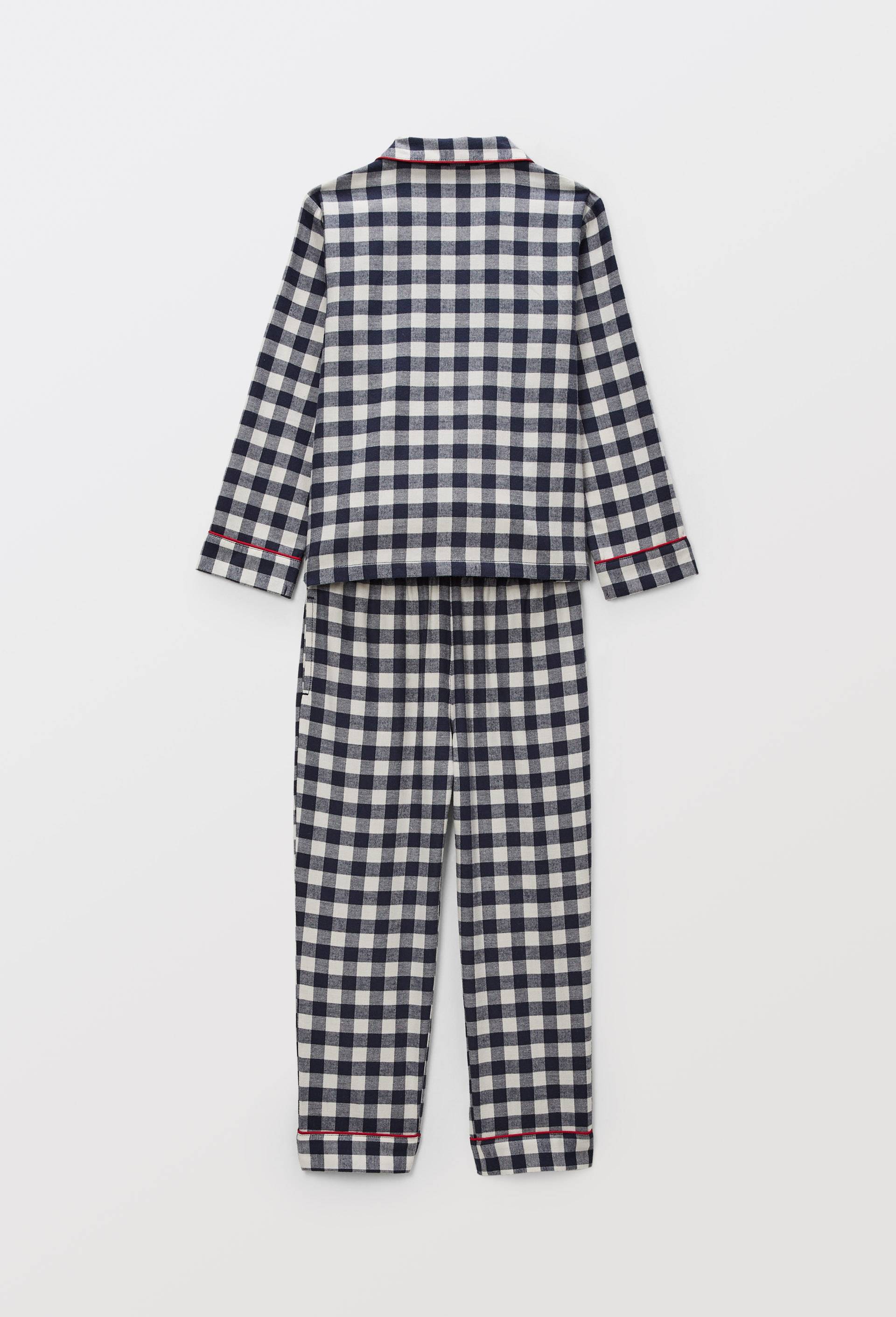 Pyjama chemise manches longues &agrave; carreaux en coton BIO, Bleu fonc&eacute;, large image number 1