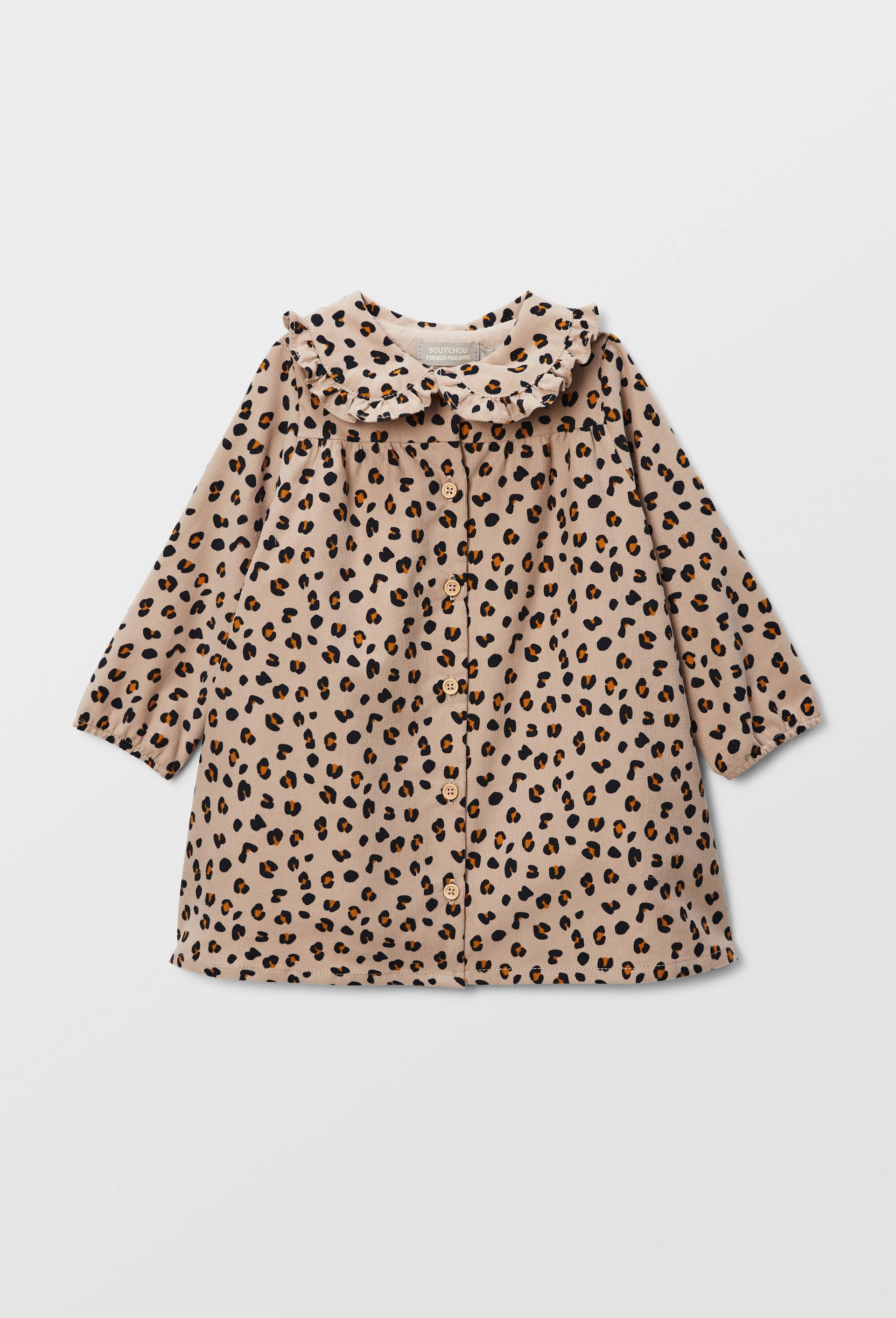 Robe imprim&eacute;e en velours en coton, Beige, large image number 0