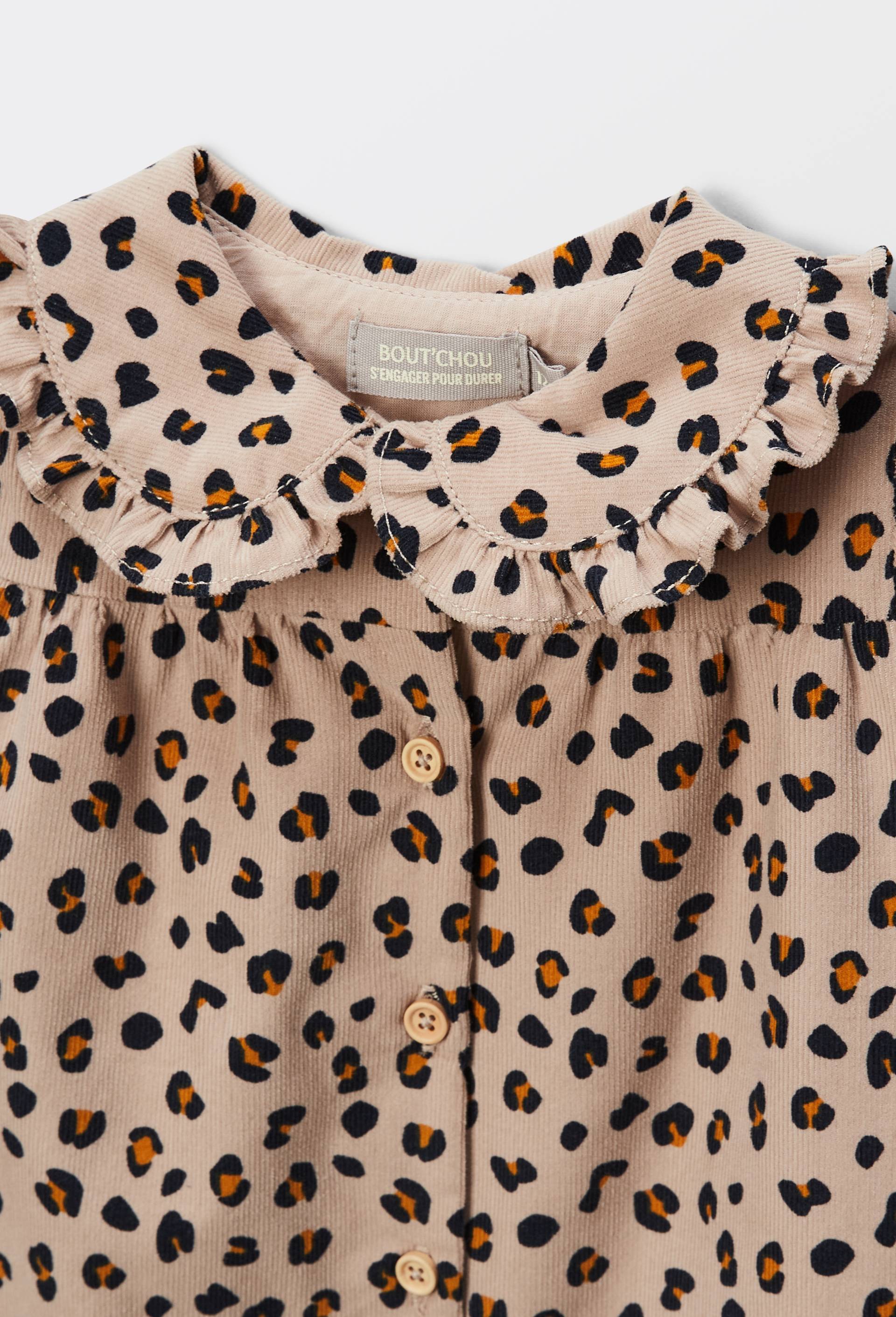 Robe imprim&eacute;e en velours en coton, Beige, large image number 2